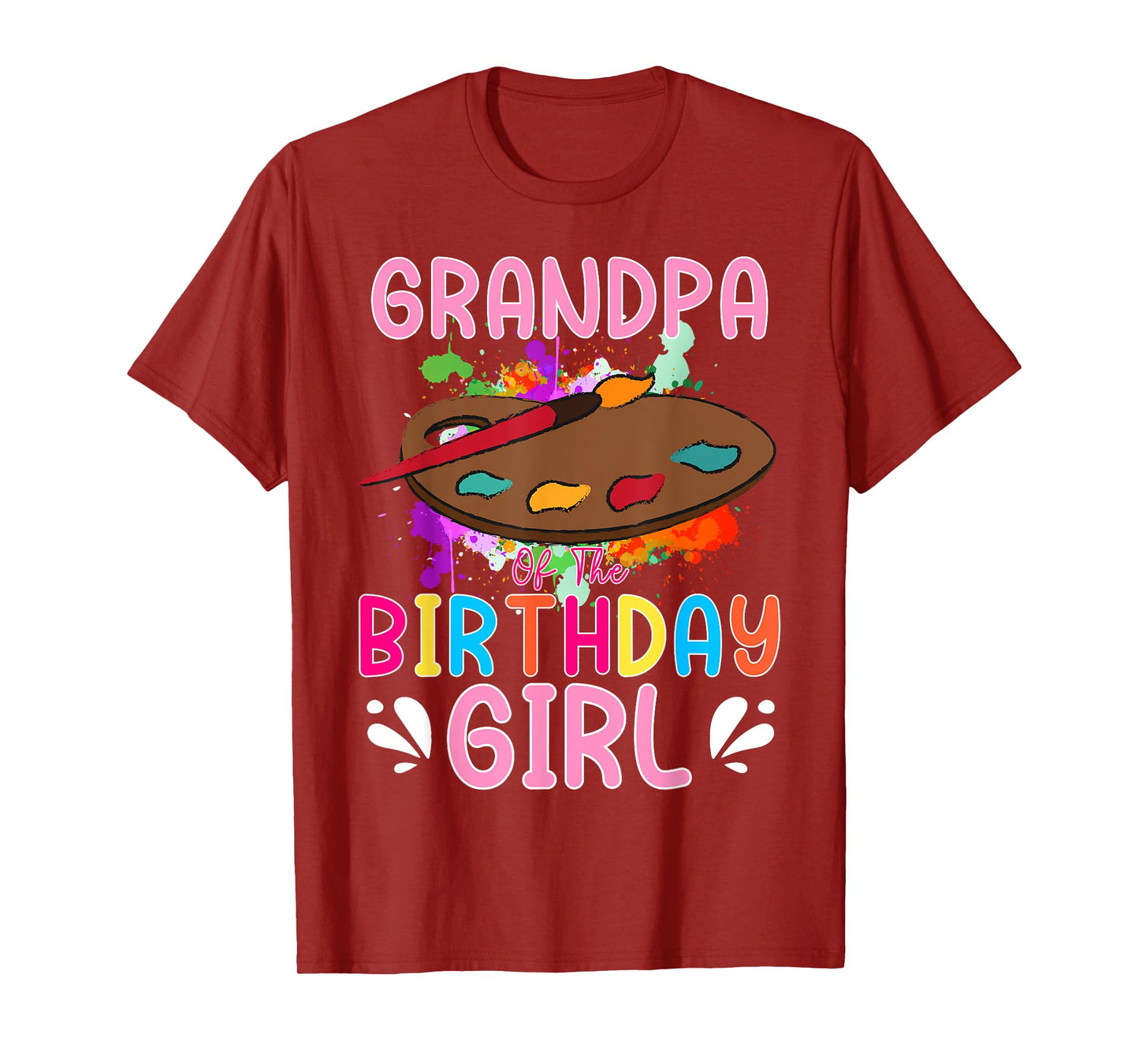 Grandpa of The Birthday Girl Kids Painting Art Paint Family T-Shirt