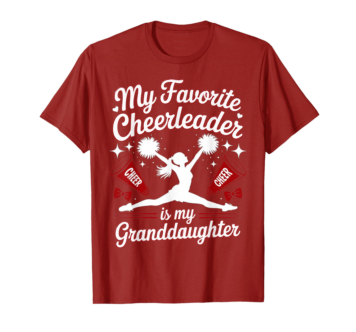 Grandma My Favorite Cheerleader Granddaughter Burgundy Red T-Shirt