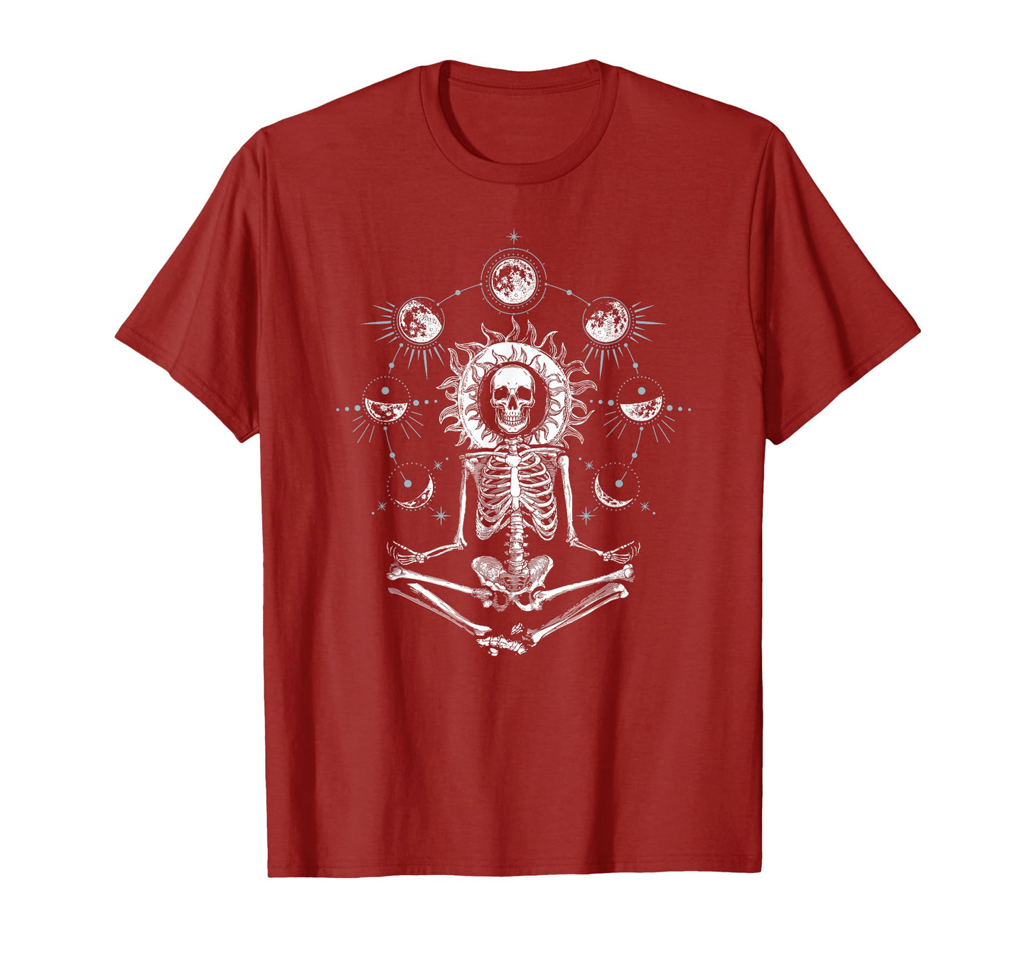 Skeleton Doing Yoga Design for Women or Men Moon Phase T-Shirt
