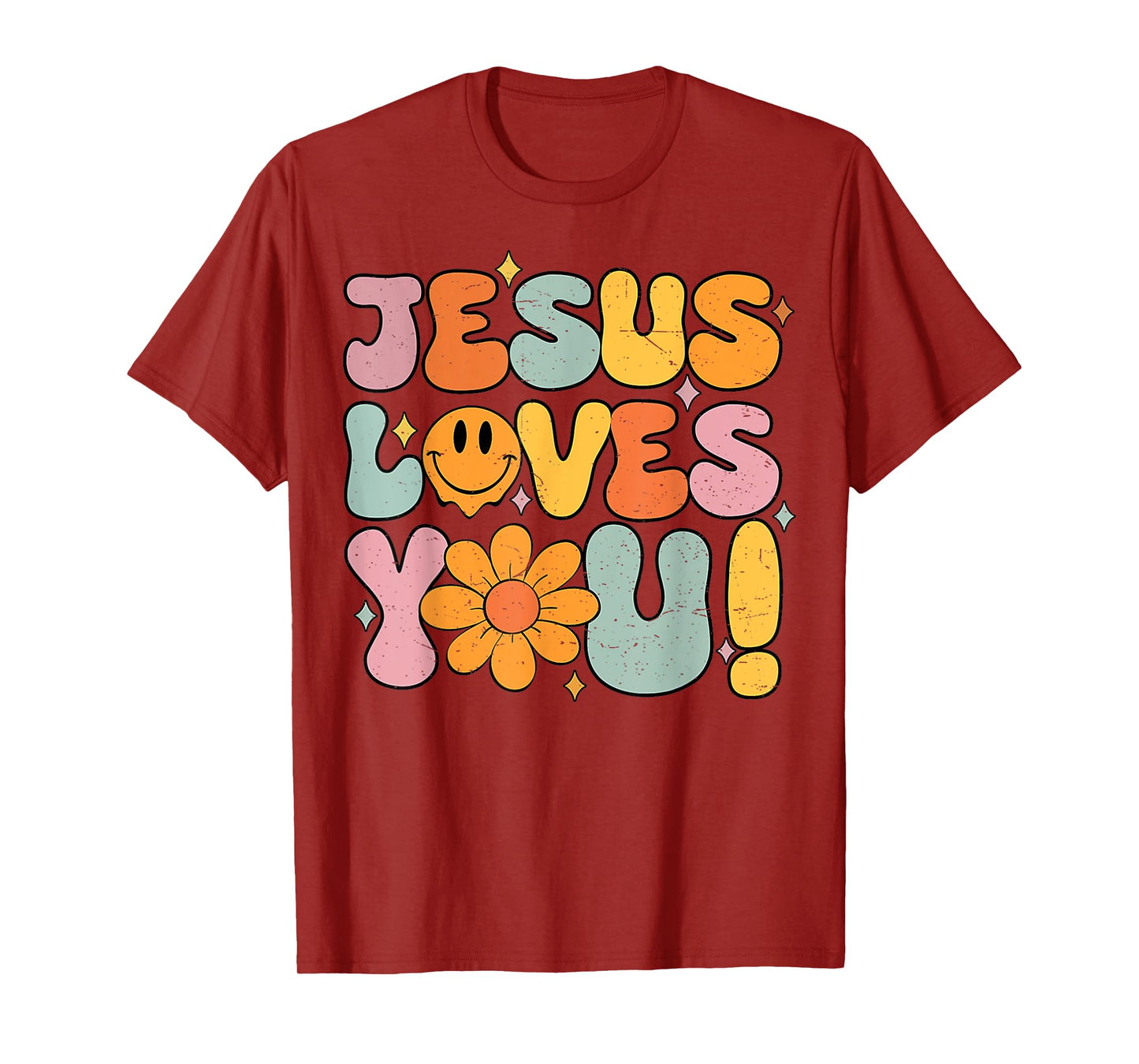 Christian Jesus Loves You Groovy Vintage Religious for women T-Shirt
