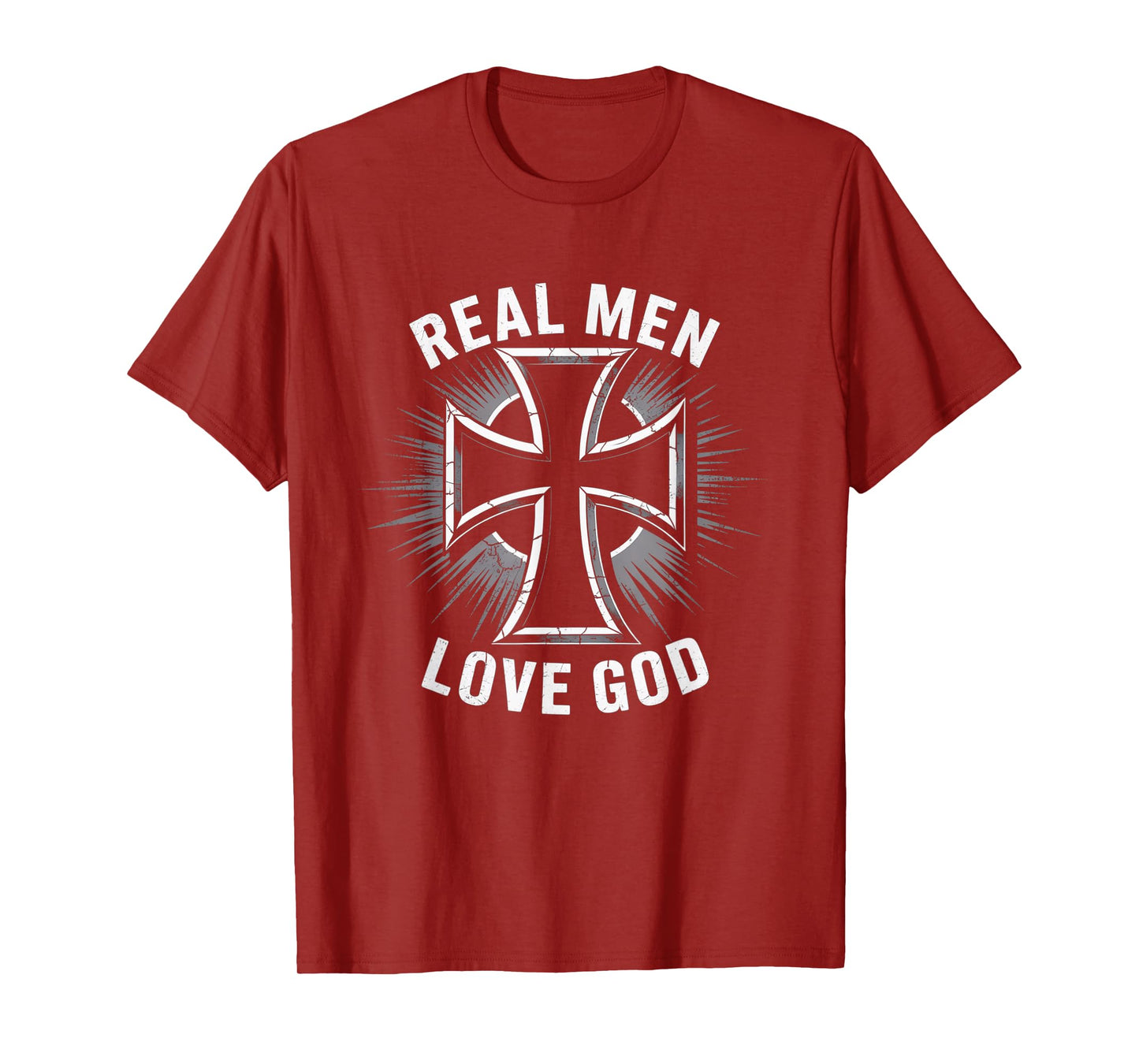 Real Men Love God Retro Christian Cross Design T-Shirt