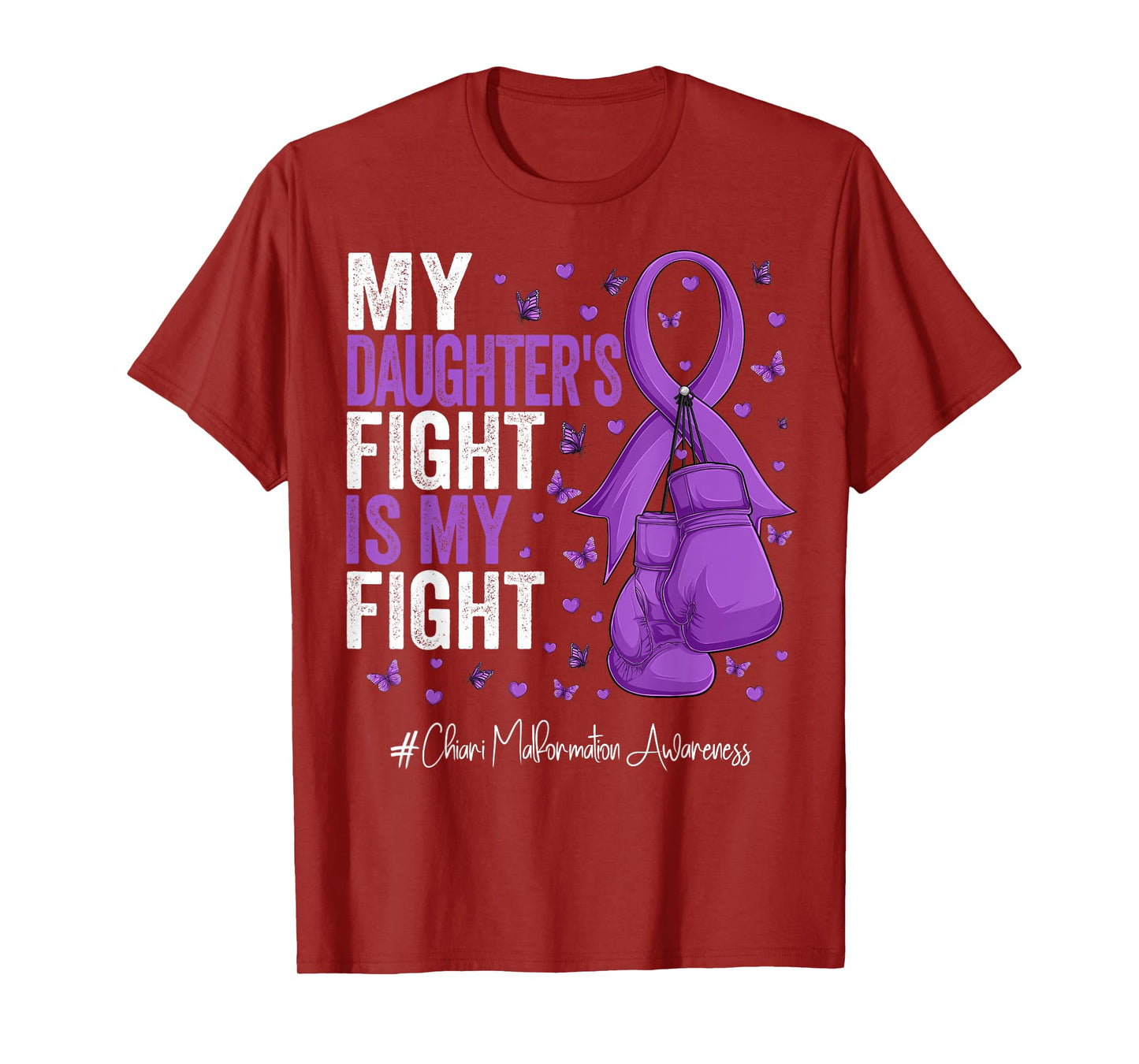 Purple Ribbon Daughter Chiari Malformation Awareness T-Shirt, Small, Black
