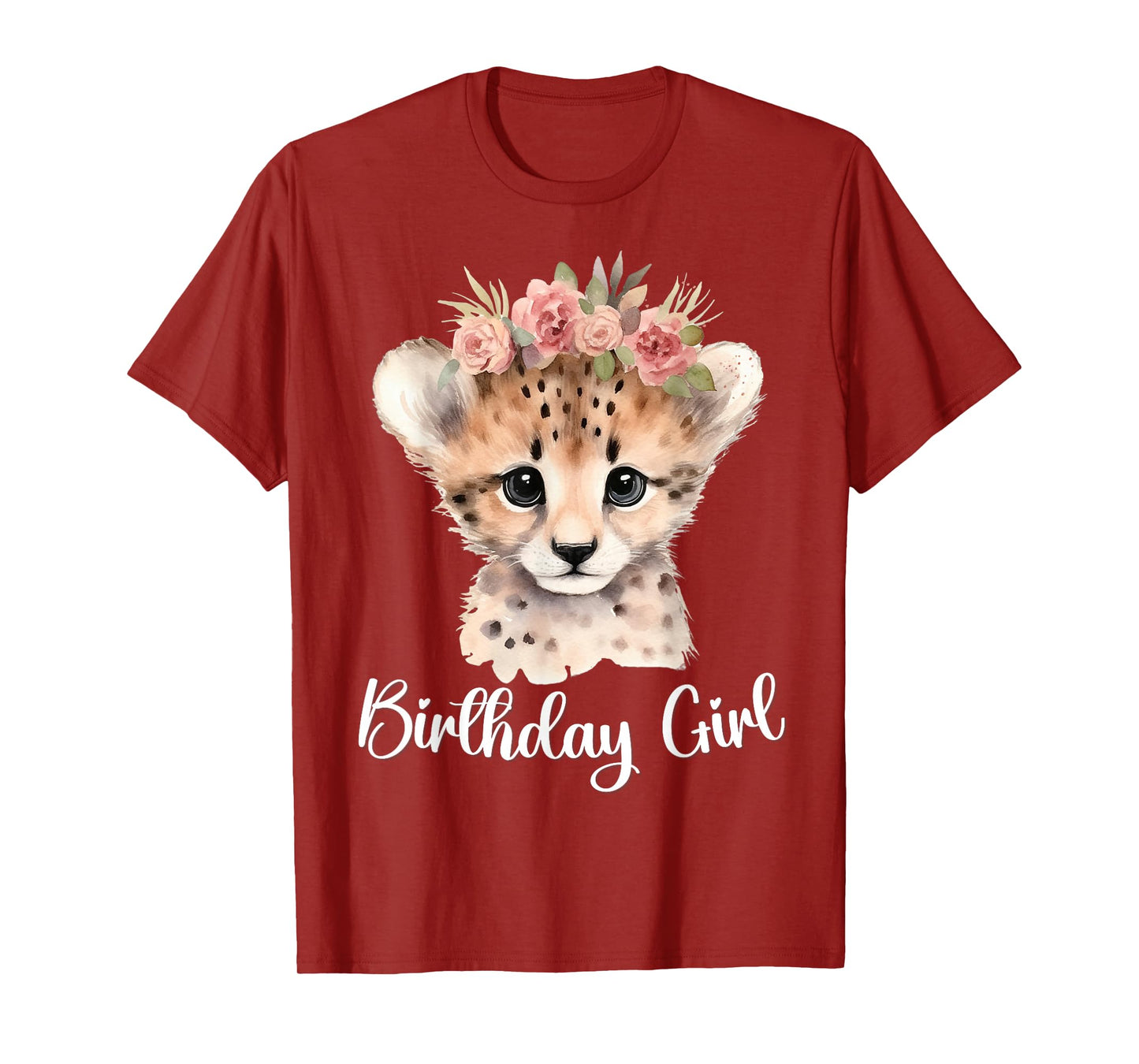 Baby Cheetah Birthday Girl Flowers Zoo Animal Birthday Party T-Shirt