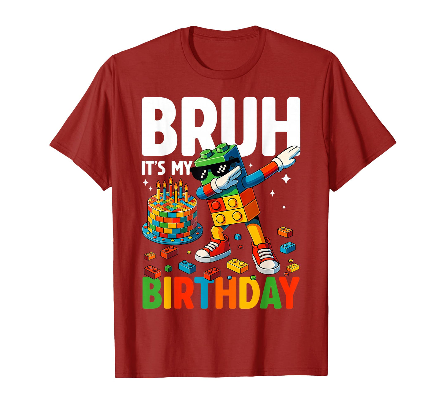 Master Builder Dabbing Blocks Bricks Bruh Its My Birthday T-Shirt