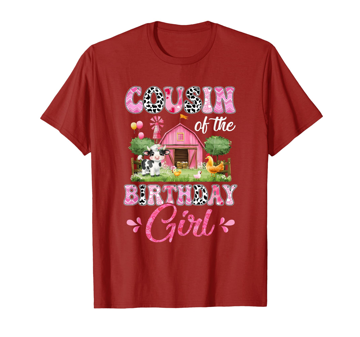Cousin Of The Birthday Girl 1St Birthday Cow Farm Family T-Shirt