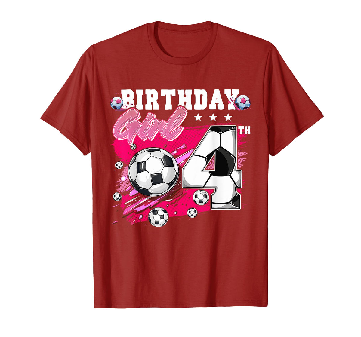 Funny Soccer Birthday 4 Year Old 4th Birthday Girl Soccer T-Shirt