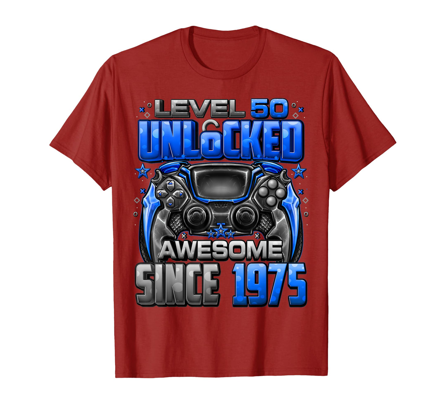 Level 50 Unlocked Awesome Since 1975 50th Birthday Gaming T-Shirt