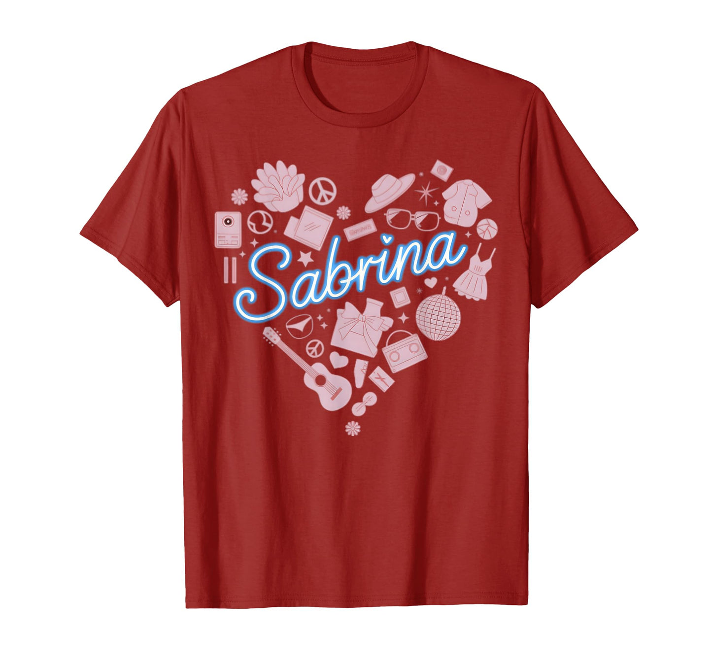 Girl Retro Sabrina First Name Personalized Heart T-Shirt