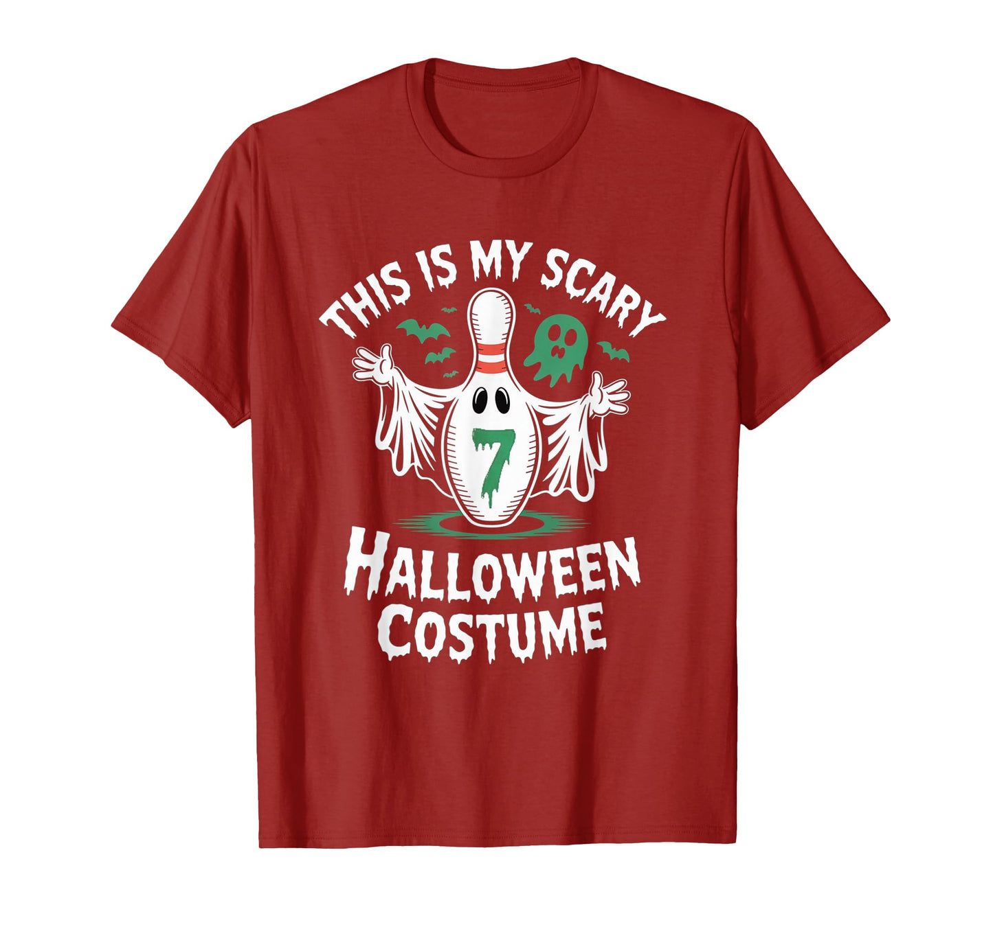 Funny Ghost Bowling League Team 7 Pin Halloween Humor Tee T-Shirt