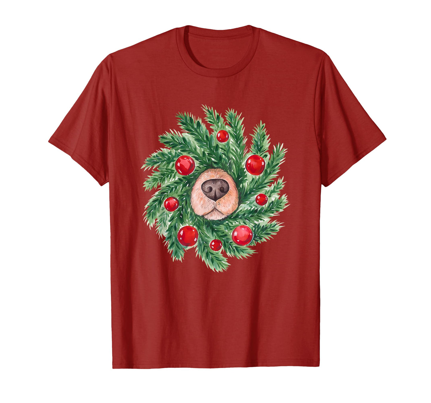 Cute Dog Nose Christmas Wreath Christmas Dog Mom Dog Lover T-Shirt