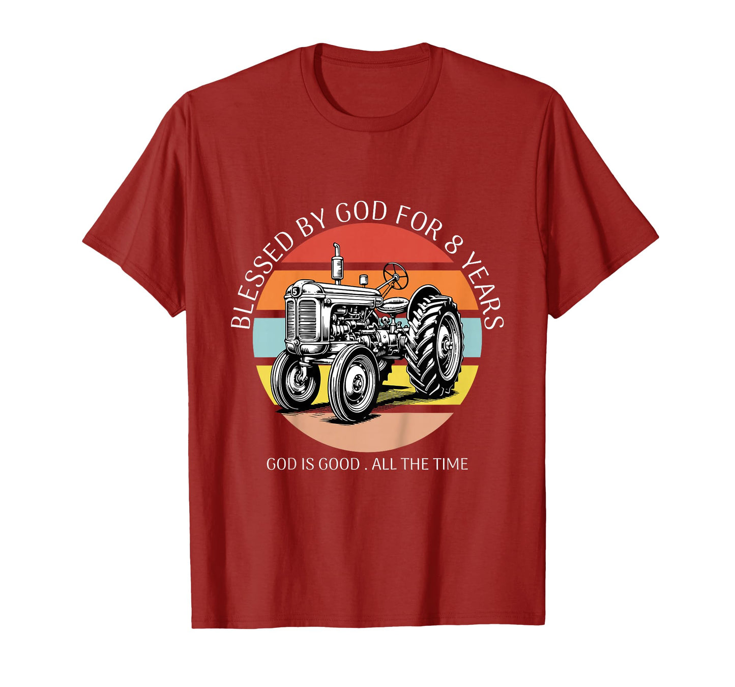 Kids Blessed by God for 8 Years Old Farm Tractor 8th Birthday T-Shirt
