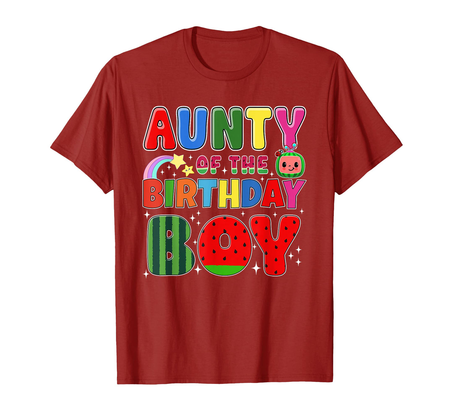 Aunty of The Birthday Boy Melon Family Matching Funny T-Shirt