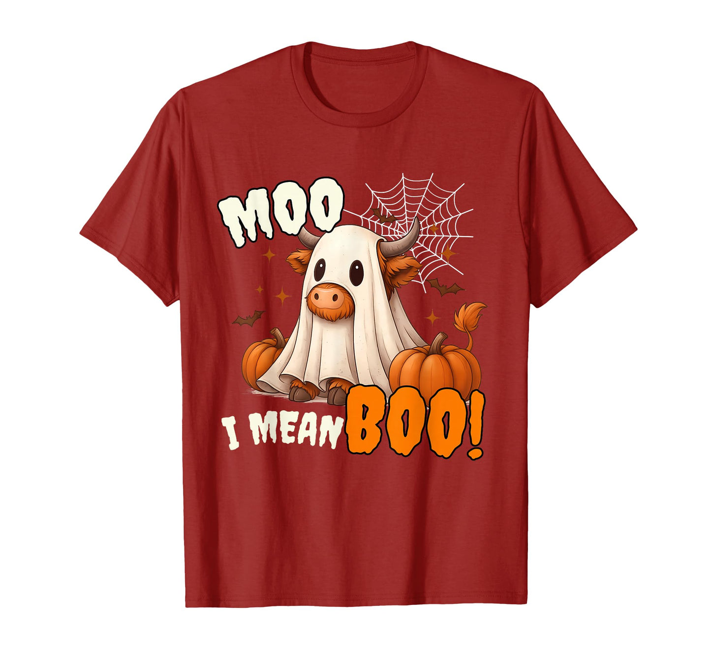 Moo I Mean Boo Funny Cow Ghost Halloween Costume Men Women T-Shirt
