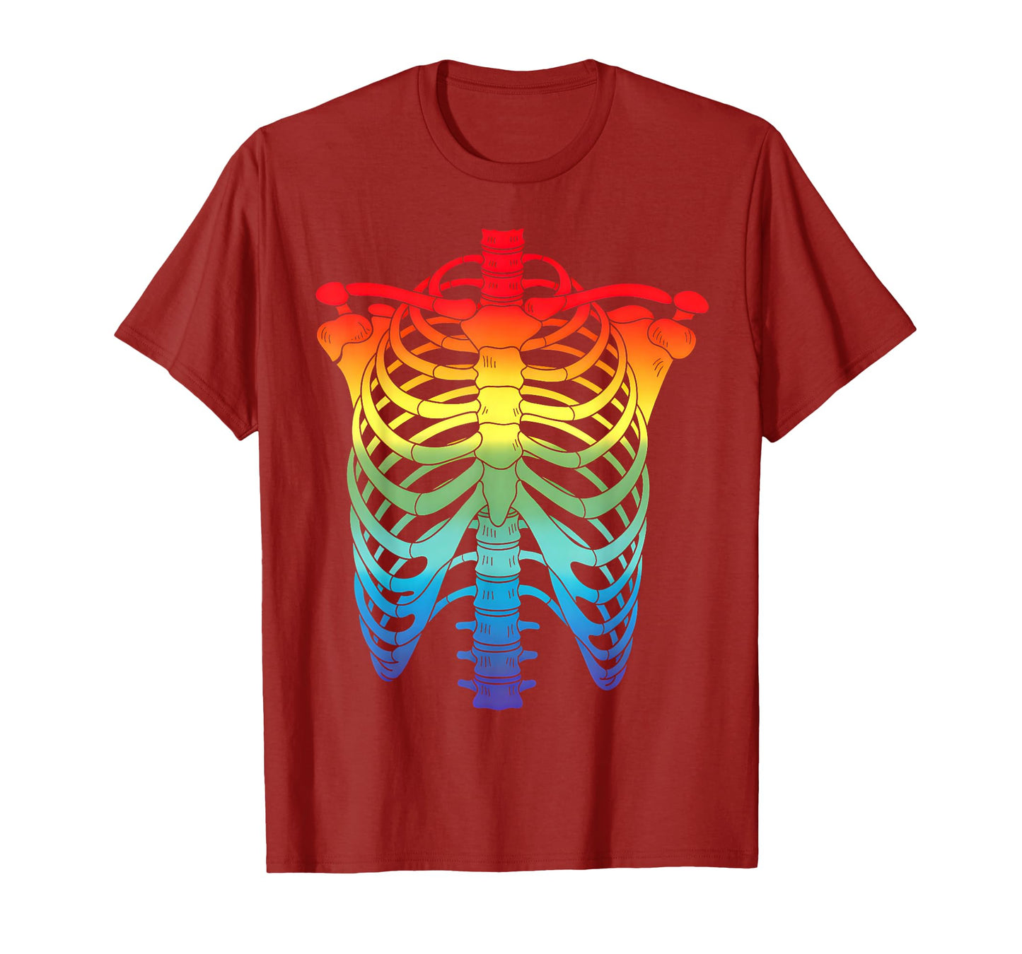 Halloween LGBTQ Rainbow Ribcage Costume Skeleton Gay Pride T-Shirt
