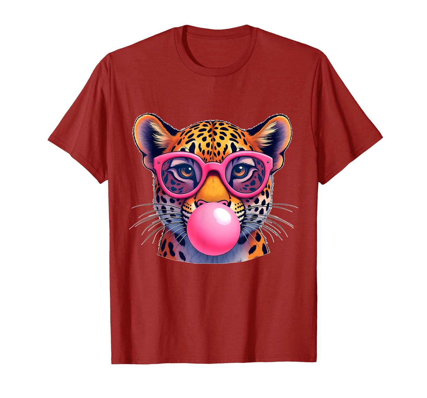 Leopard Cheetah Shirt Cute Jaguar Cat Sunglasses Bubble Gum T-Shirt