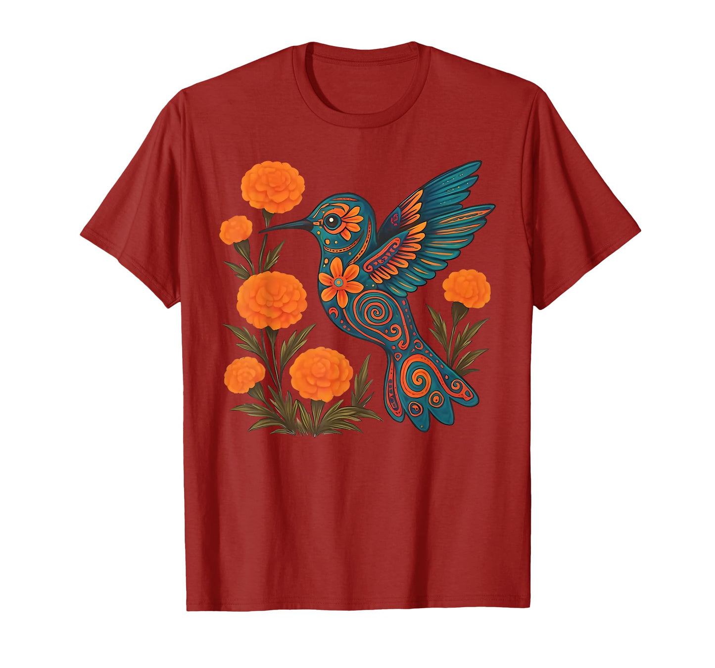 Alebrije Hummingbird Flower Mexican Folk Art Bird Nature T-Shirt