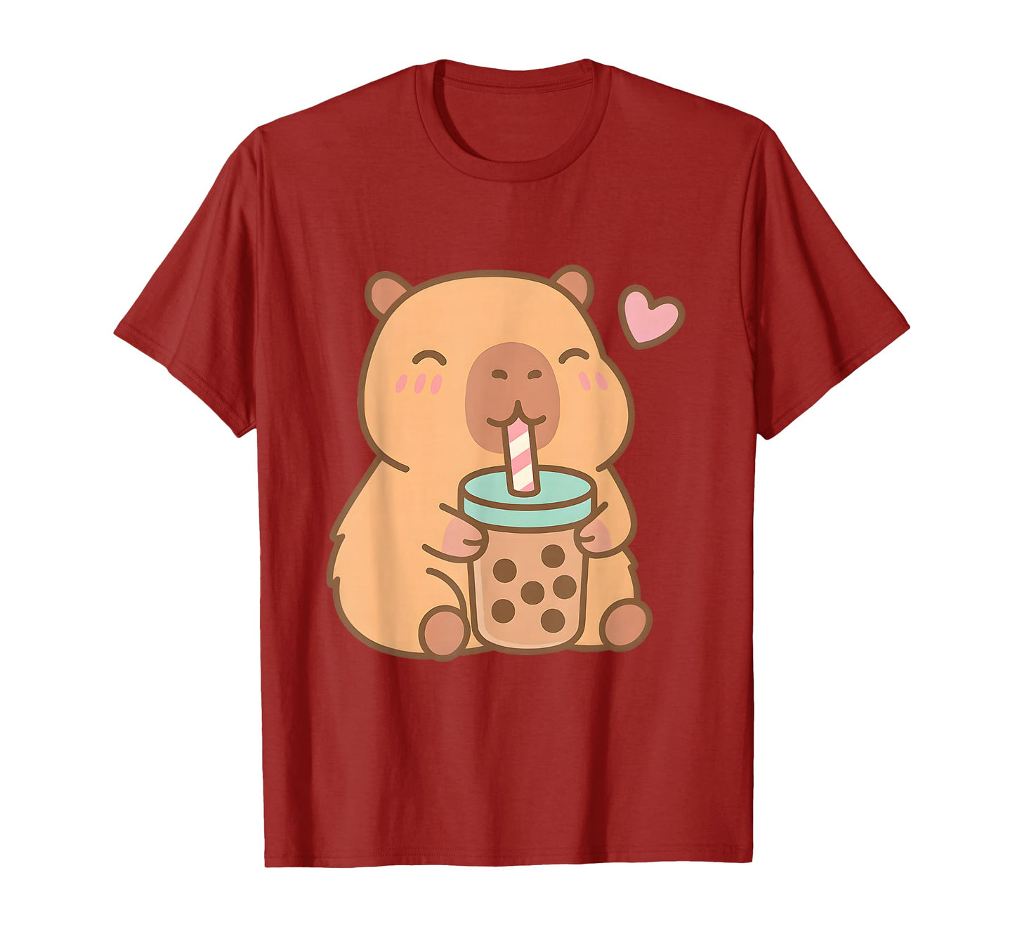 Cute Capybara Kawaii Anime Drinking Bubble Tea Lover Girls T-Shirt