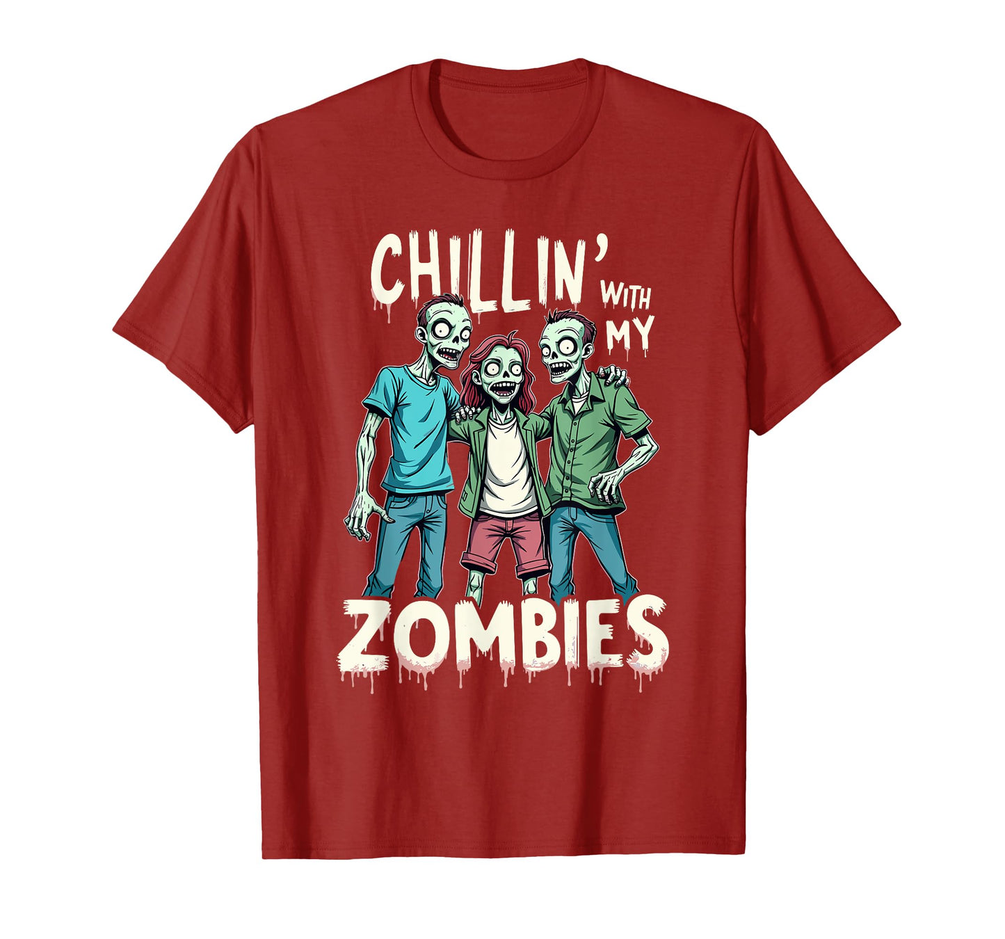 Chillin With My Zombies Funny Zombie Costume Boys Halloween T-Shirt