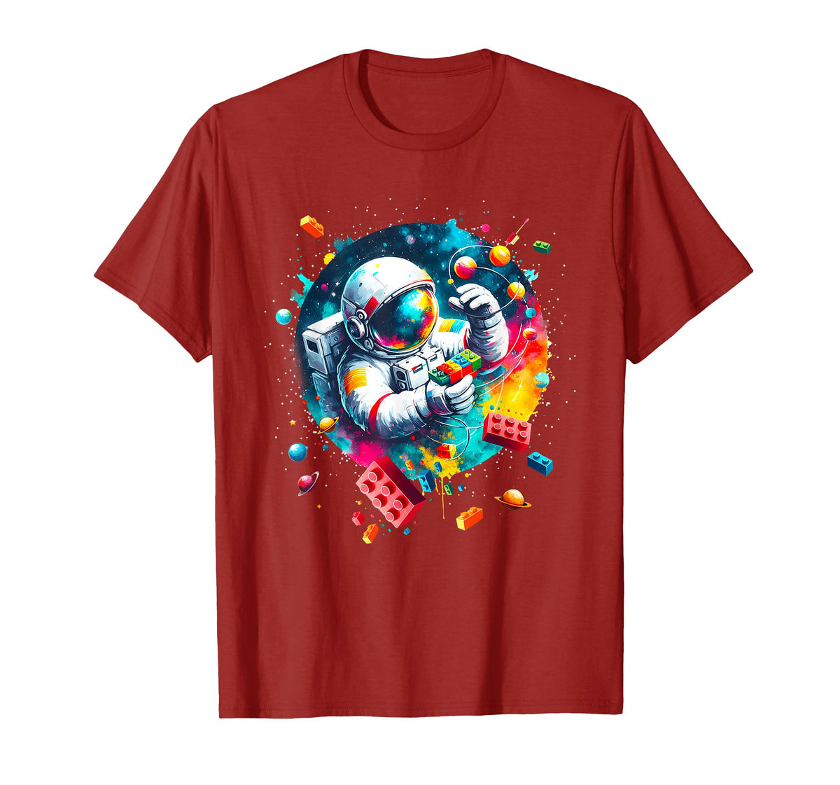 Space Astronaut Master Builder Funny Building Blocks Bricks T-Shirt