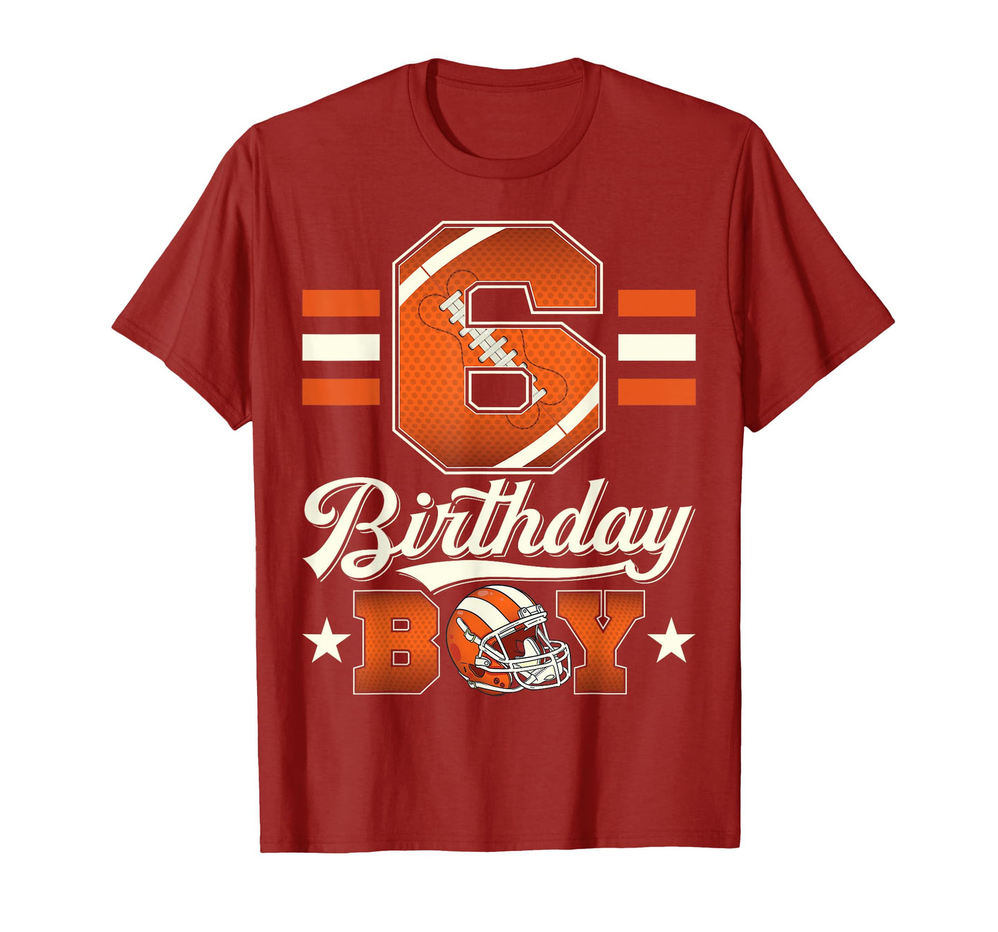 Six 6th Birthday Boy Football 6 Year Old Sports Party T-Shirt