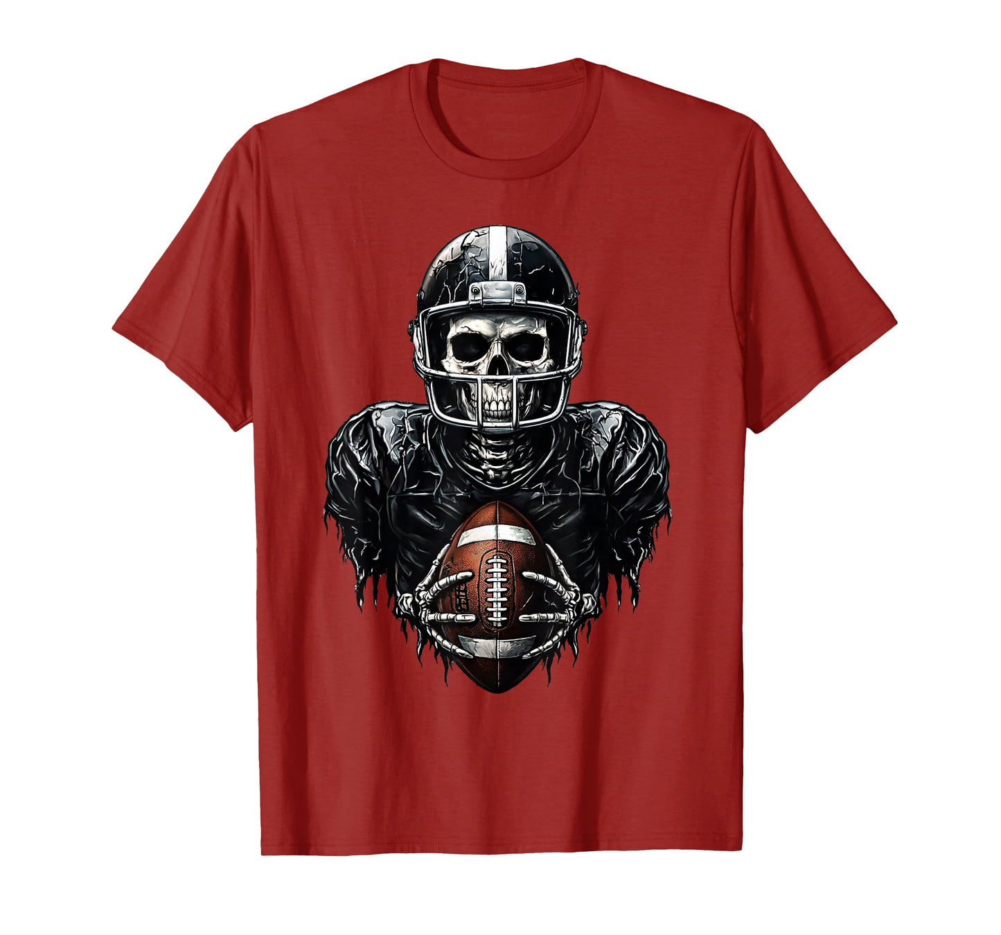 Halloween Skeleton Football Player Spooky Sports Graphic T-Shirt