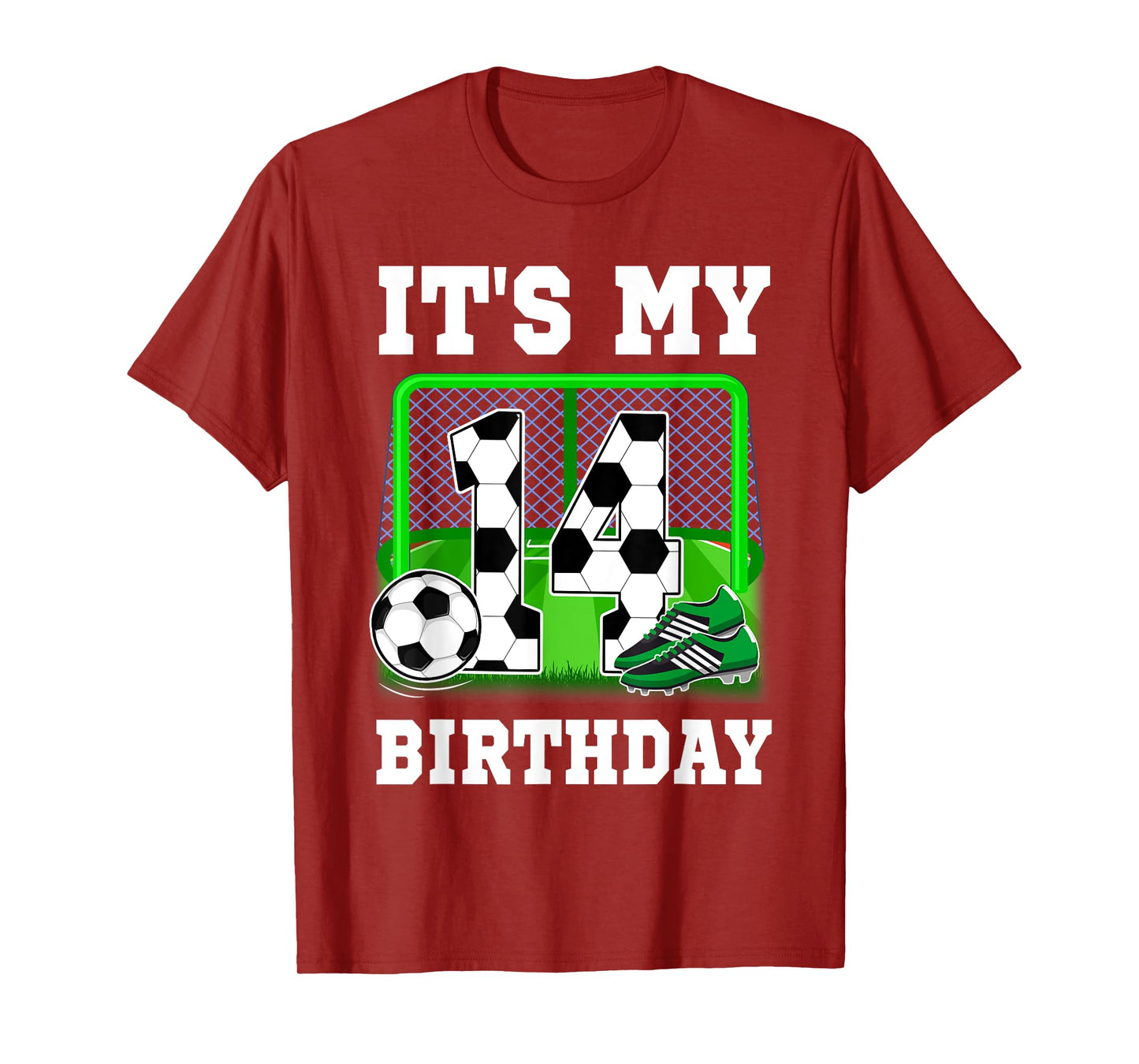 It's My 14th Birthday Soccer Theme 14 Year Old Boy Party T-Shirt