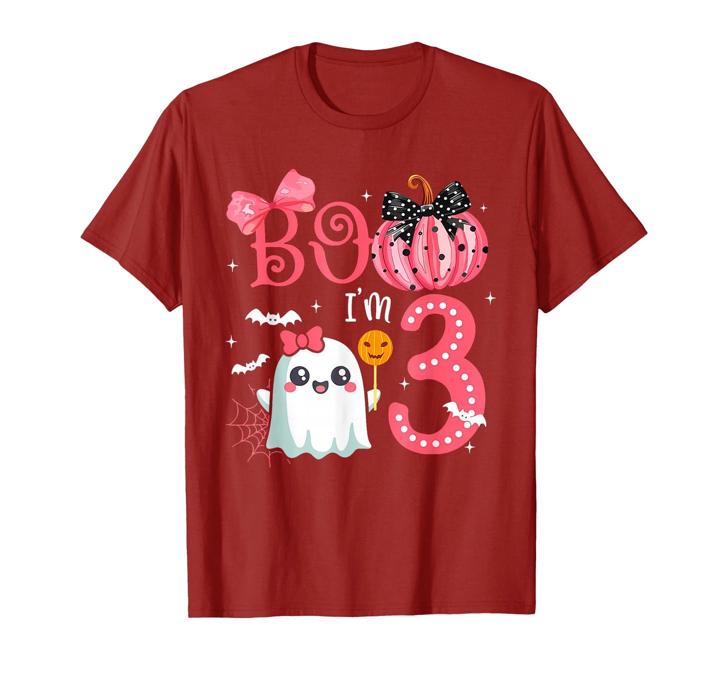 Boo I'M 3 Years Old Ghost 3Rd Birthday Halloween Ghost Girls T-Shirt