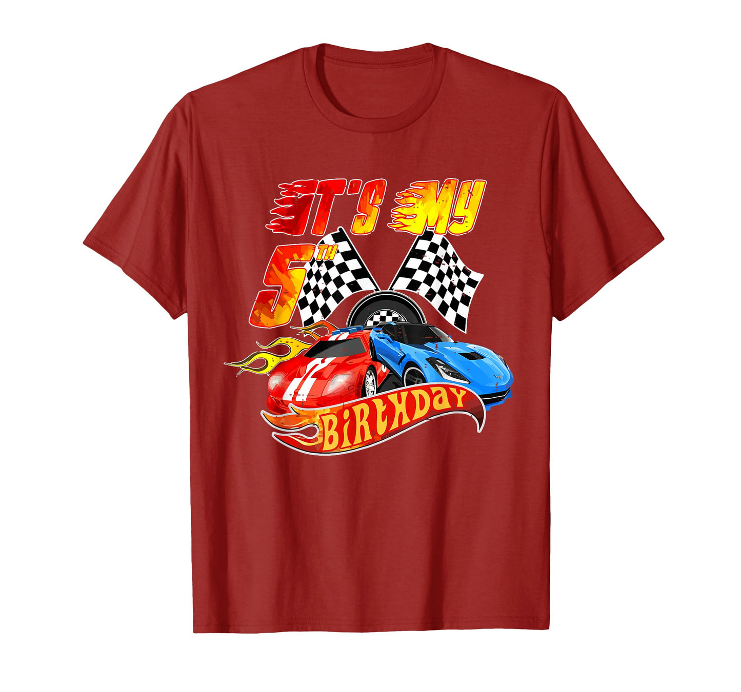 It's My 5th Birthday Kid 5 Year Old Race Car Birthday Racing T-Shirt