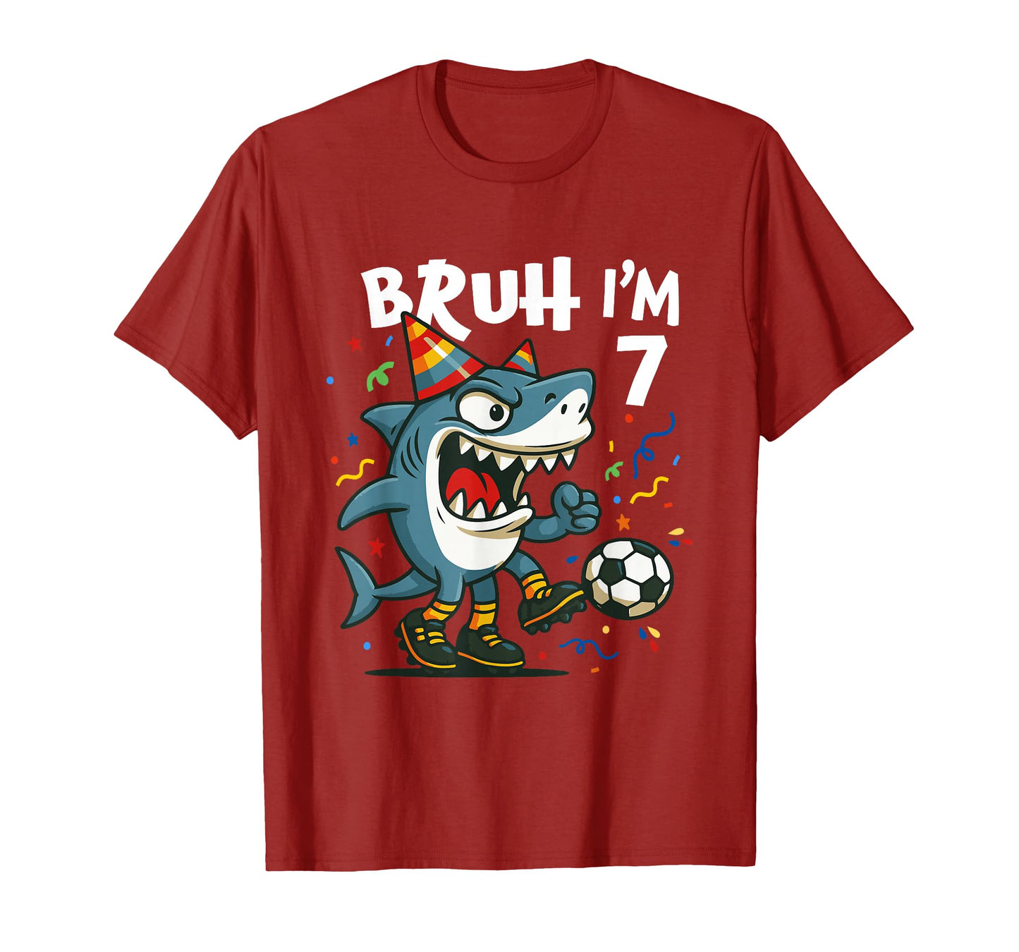 Tralalero Tralala Italian Brain Red Soccer 7th Birthday T-Shirt