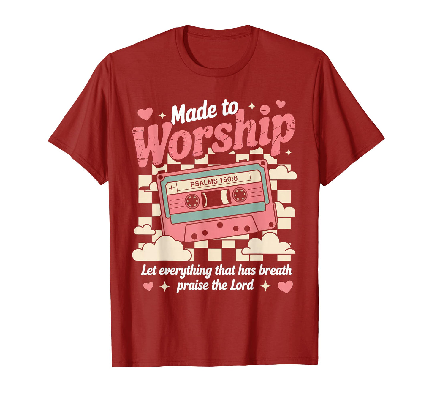 Retro Cassette Made to Worship Psalms 150:6 Christian Music T-Shirt