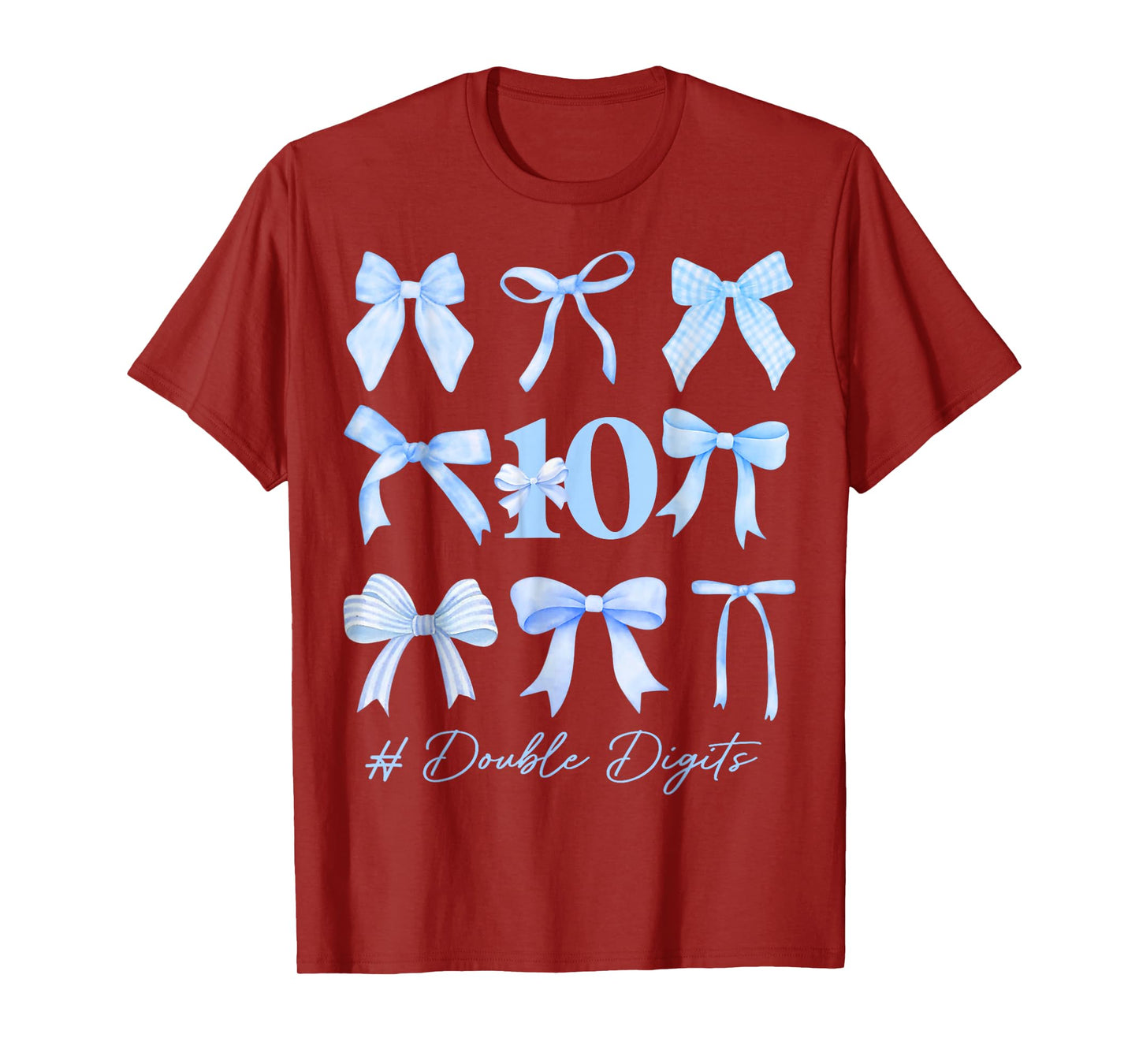 10th Birthday Coquette Bow Double Digits Birthday Girl Kids T-Shirt