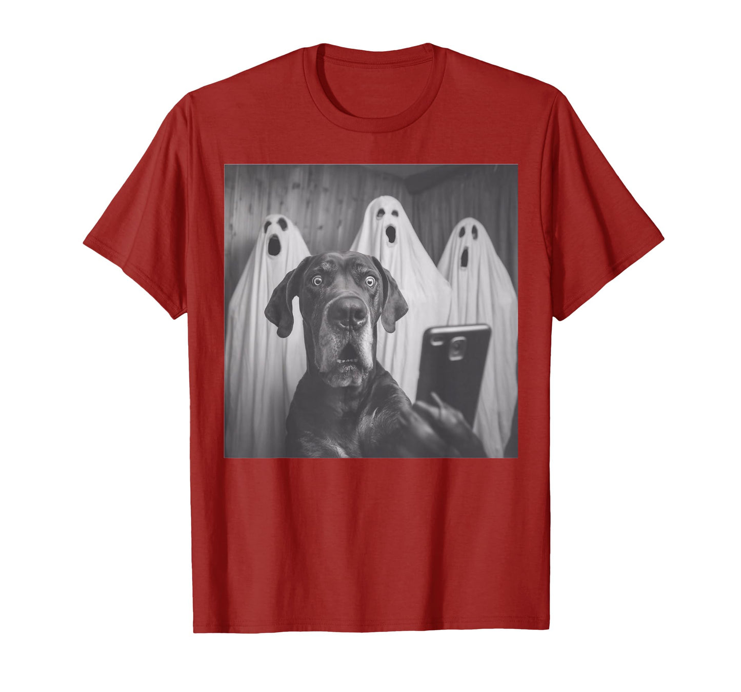 Funny Great Dane Selfie Halloween Ghost Design T-Shirt
