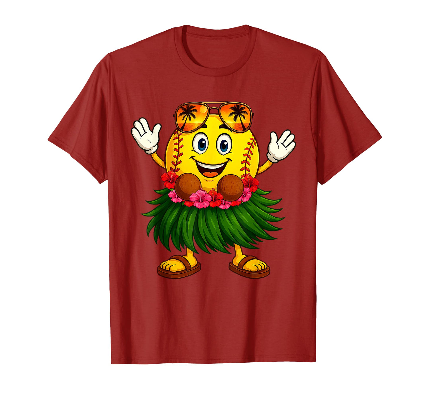 Funny Hawaii Softball Ball Hawaiian Tropical Summer Vacation T-Shirt