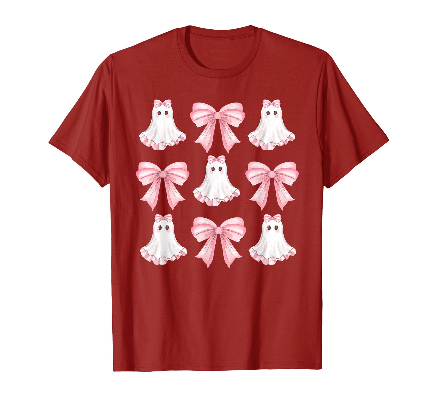 Pink Coquette Bow Cute Ghost Halloween Costume Girls Women T-Shirt