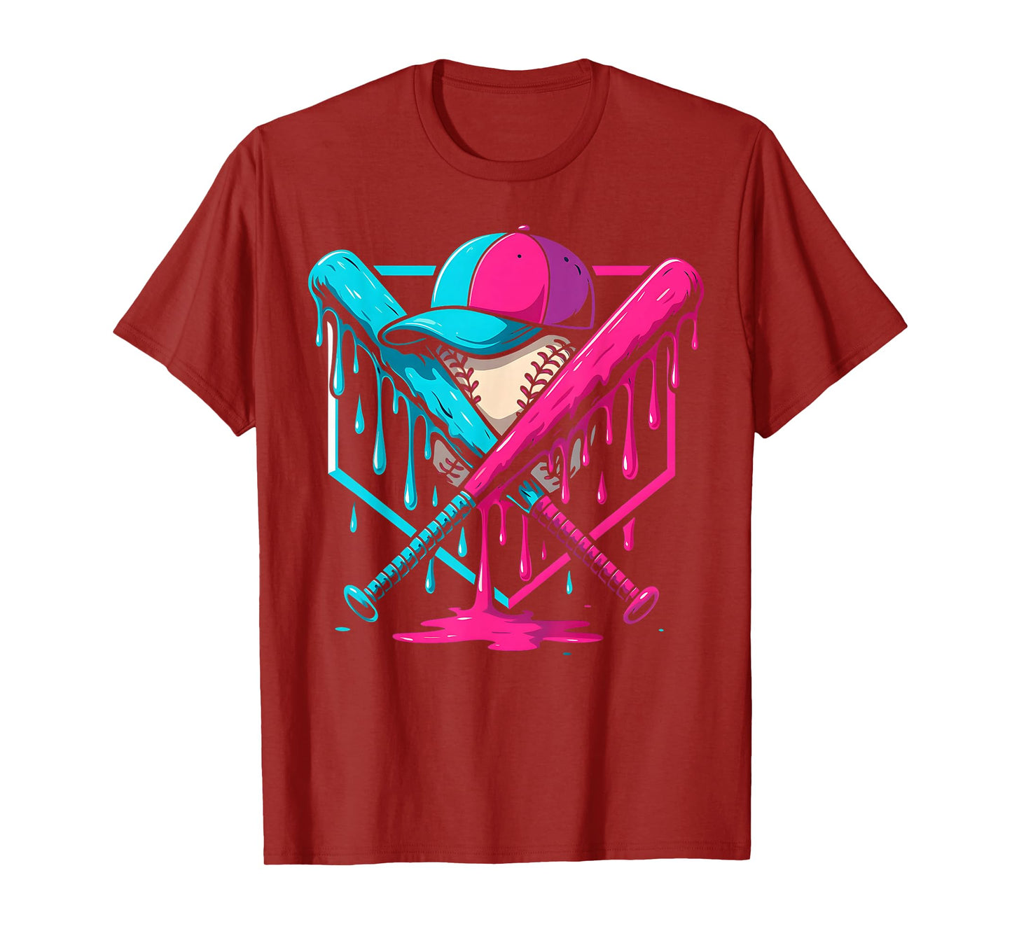 Baseball Ice Cream Drip Youth Home Plate Baseball Boys T-Shirt