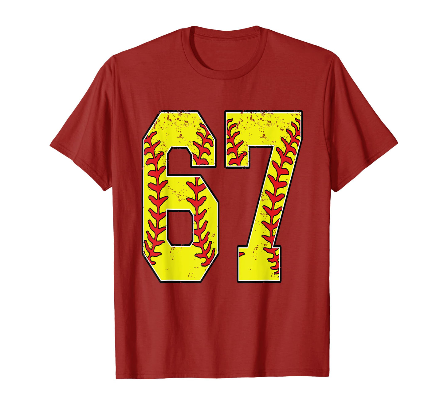 Number #67 Softball 67 Jersey Number Softball Lover T-Shirt