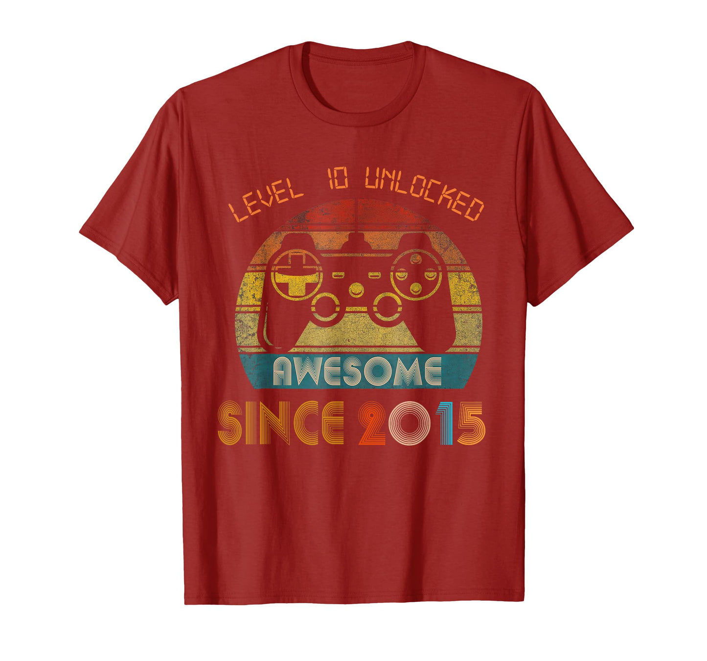 Level 10 Unlocked Awesome Since 2015 10th Birthday Gaming T-Shirt