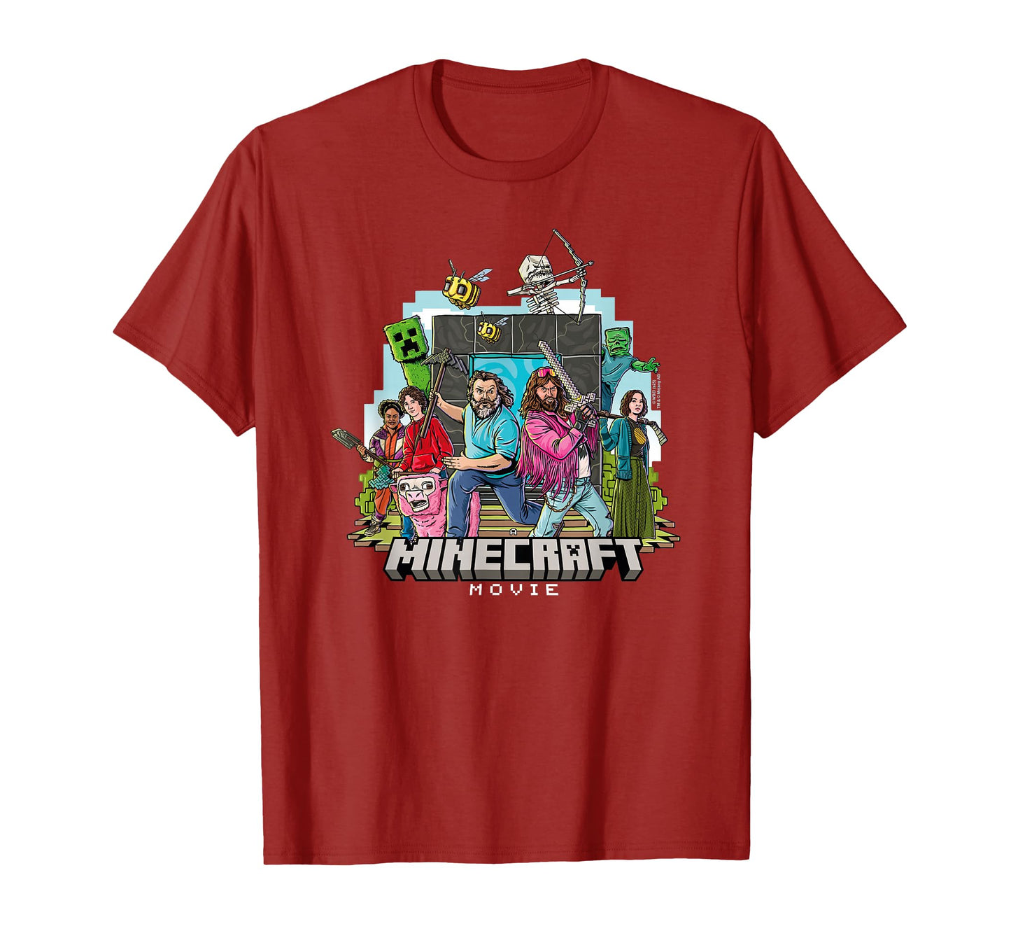 A Minecraft Movie Main Characters Group Shot Cartoon Style T-Shirt