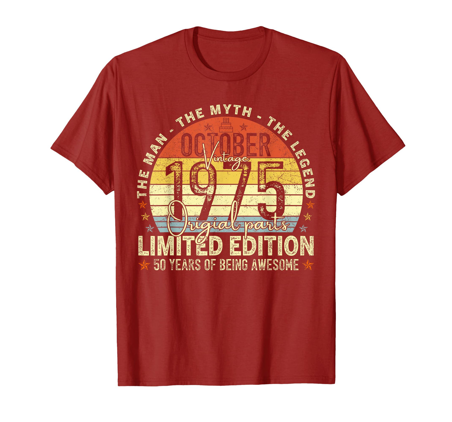 October 1975 50th Birthday Gifts for Men Women 50 Year Old T-Shirt