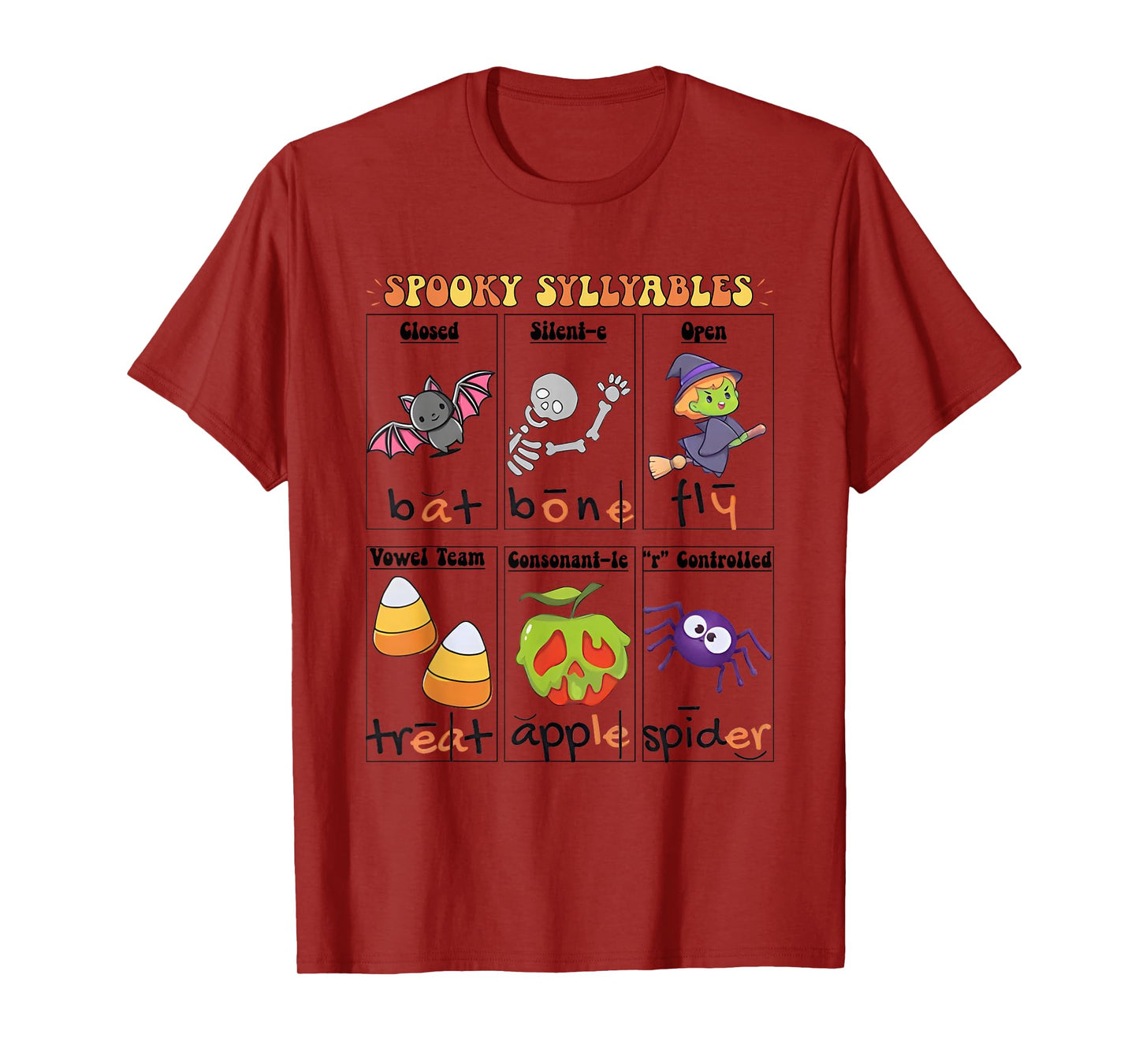 Halloween Reading Spooky Syllables Teacher T-Shirt