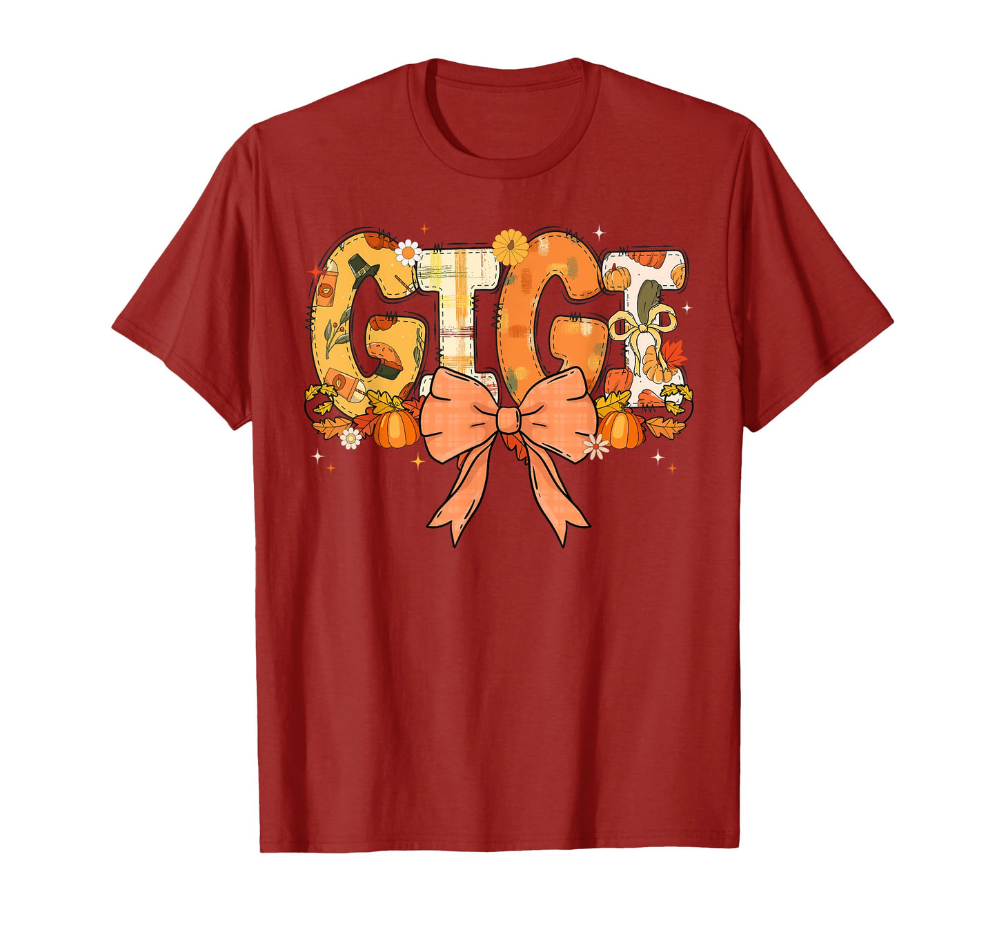 Gigi Pumpkin Fall Coquette Bow Thanksgiving Mom Women T-Shirt