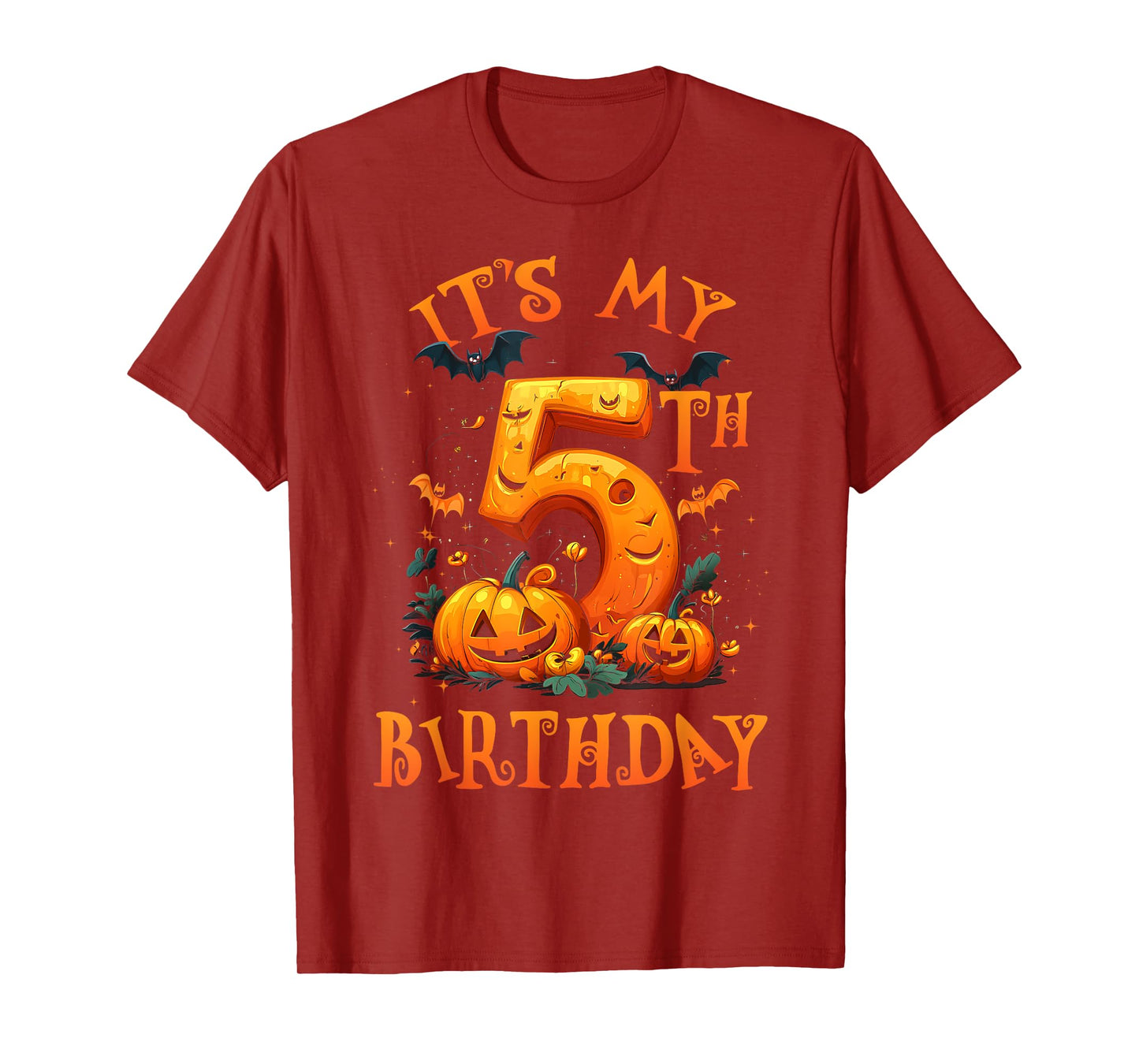 Boo It's My 5th Birthday Halloween Pumpkin 5 Years Old T-Shirt