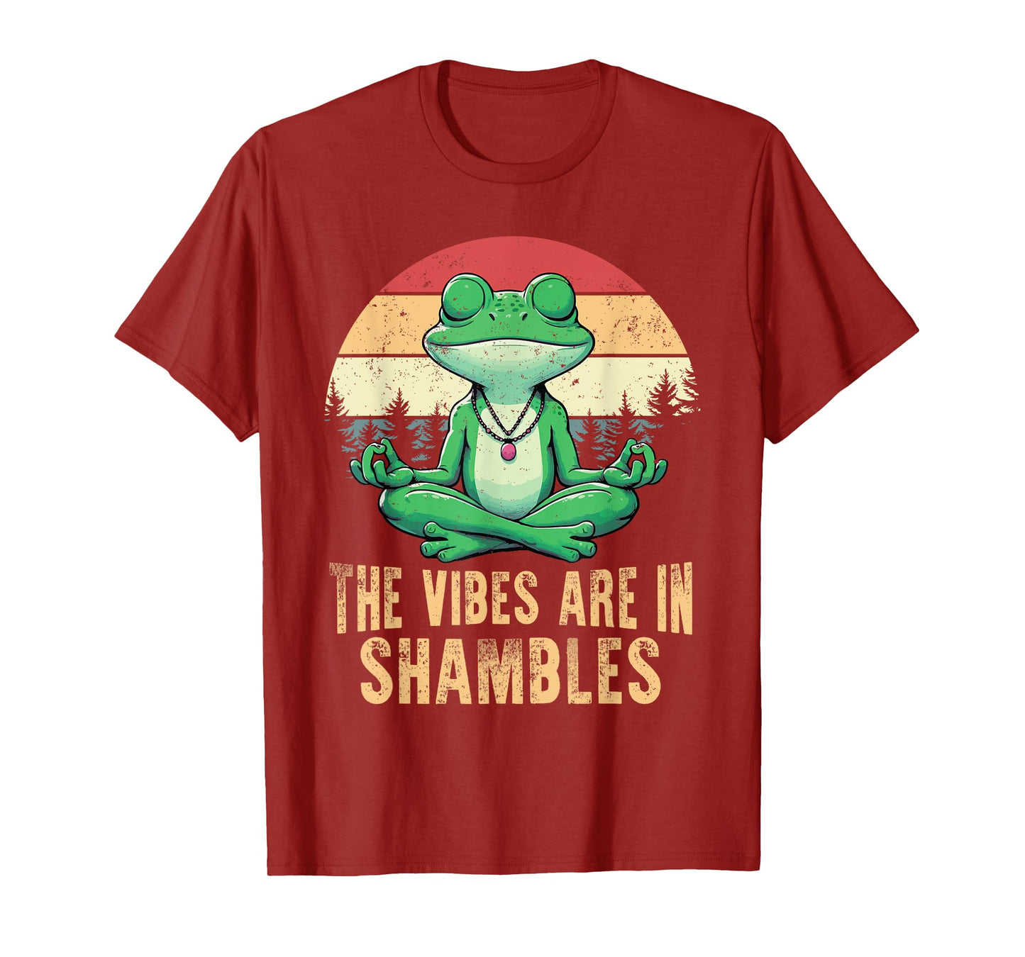 The Vibes Are In Shambles Retro Funny Frog Yoga Meditation T-Shirt