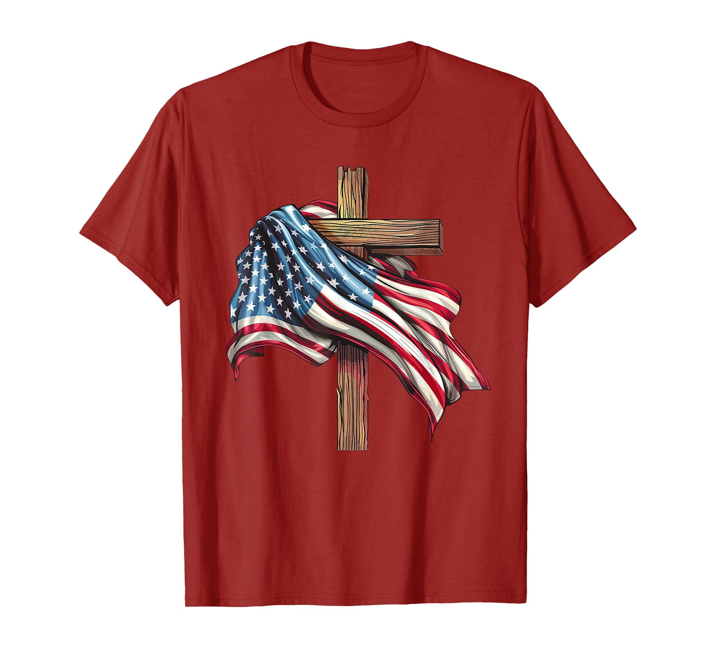 American Flag Cross for Patriotic USA Christians Distressed T-Shirt