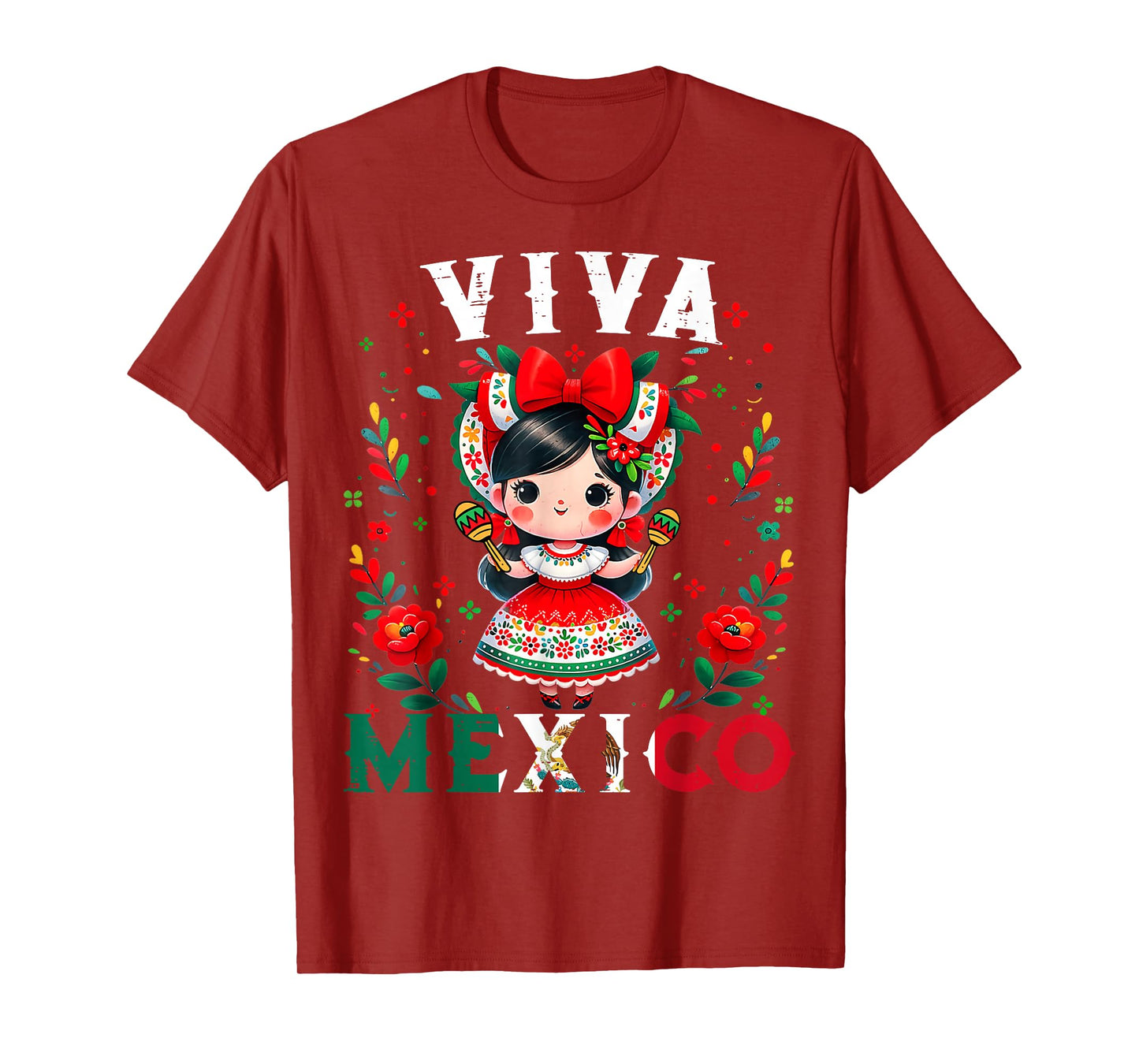 Viva Mexico Flag Mexican Independence Day Girls Kids T-Shirt