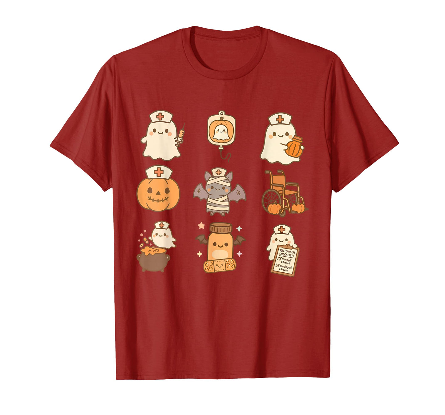 Funny Spooky Nurse Halloween Pumpkin Ghost School Nursing T-Shirt