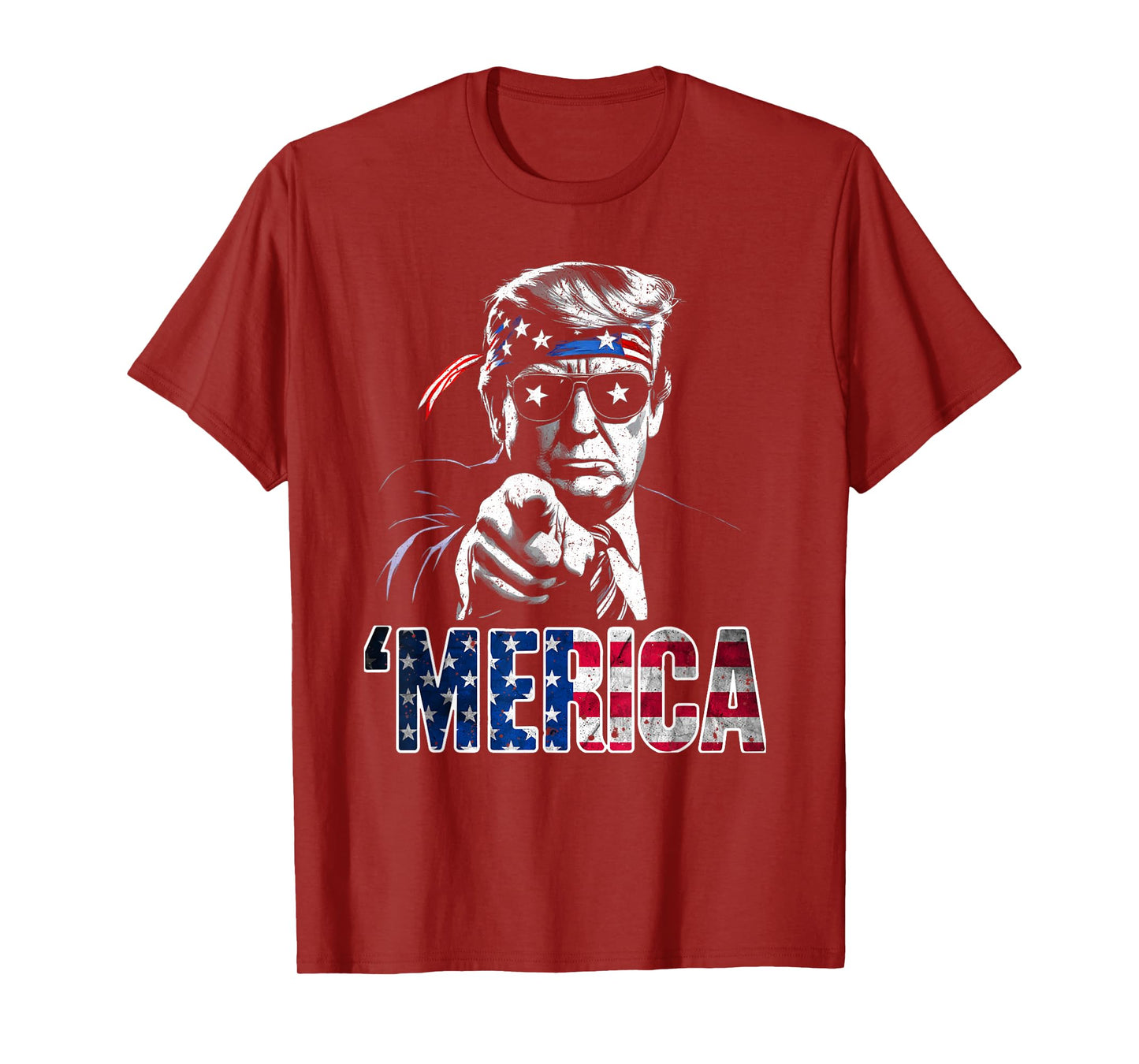 Happy 4th Of July 'MERICA TRUMP American Flag USA T-Shirt