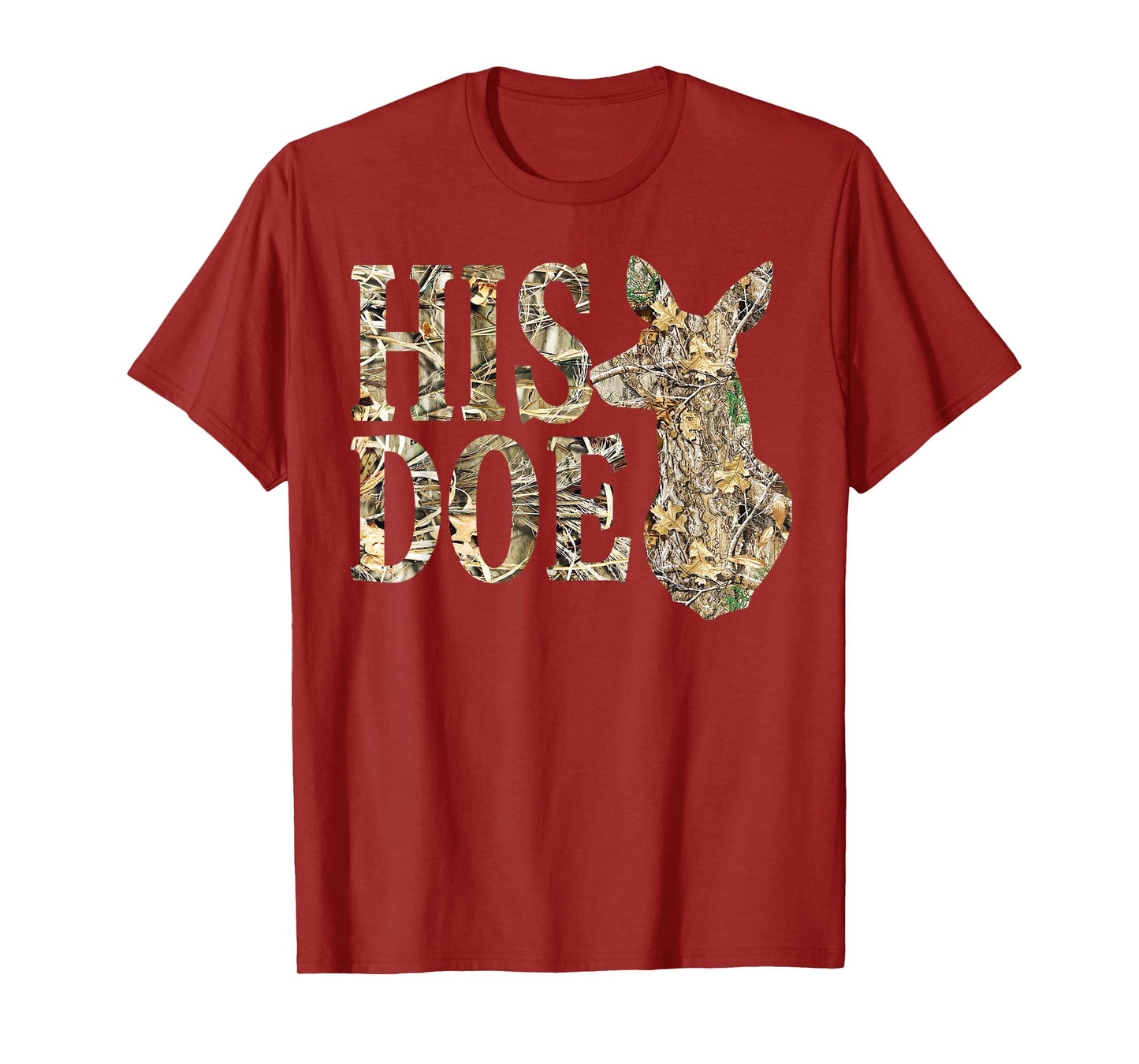 Retro His Doe Camo Deer Hunting Camouflage Matching Couple T-Shirt