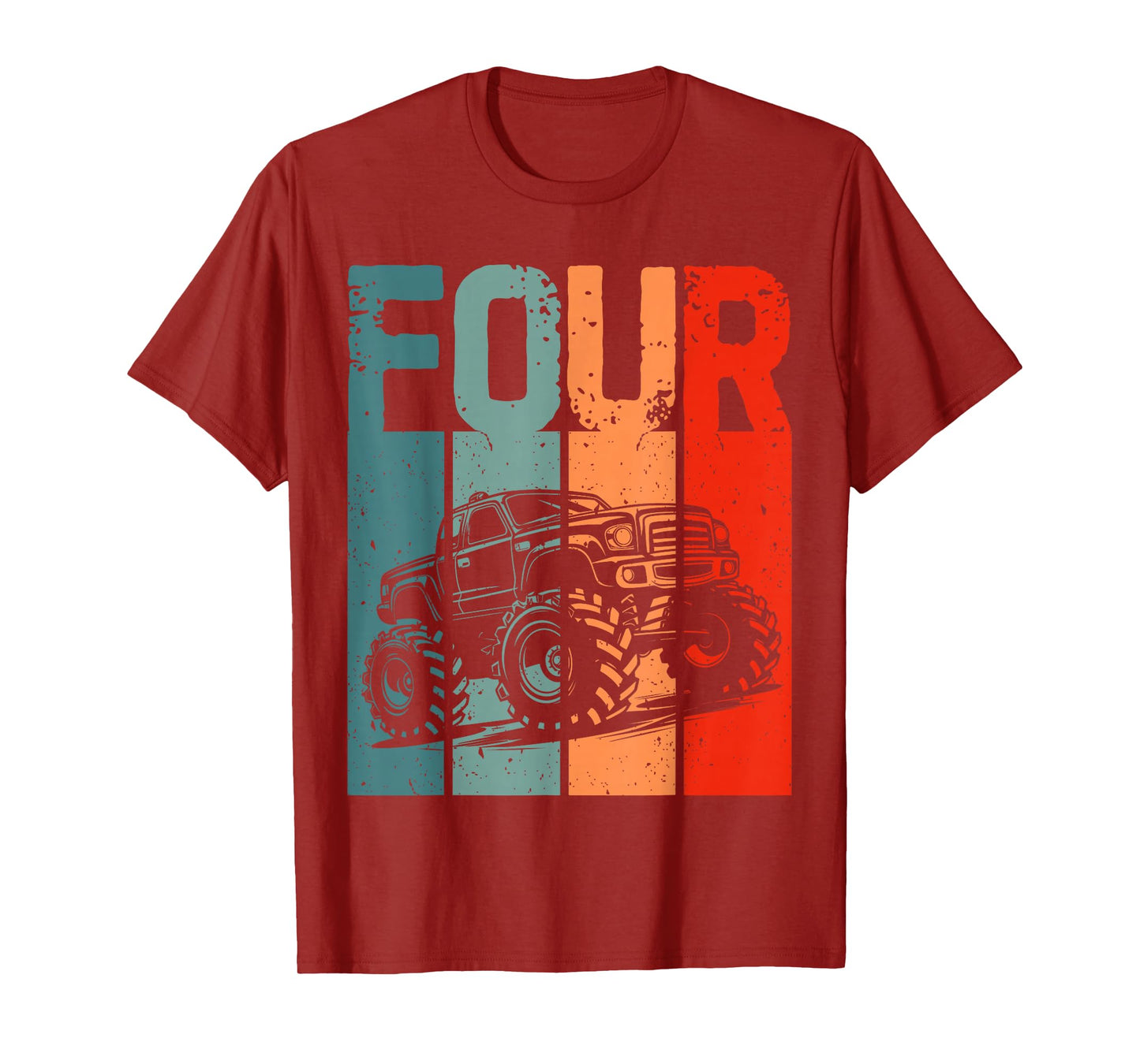 Kids I'm 4 This Is How I Roll Monster Truck 4th Birthday Boy T-Shirt