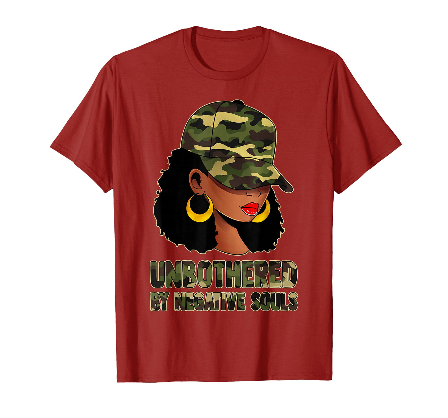 Afro Black Women Camo Melanin Queen Cap Hat Unbothered T-Shirt